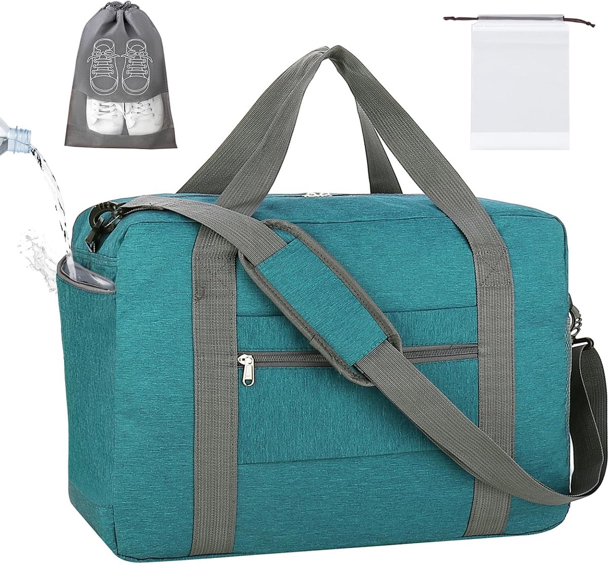 SnelShoppen - Cabin Koffer, 45 x 32 x 18 cm, Reisbagage, Weekendtas, Organiser, Waterdicht, 25 L, Groene Reisbag, Perfect voor Vliegtuig en Weekendtri