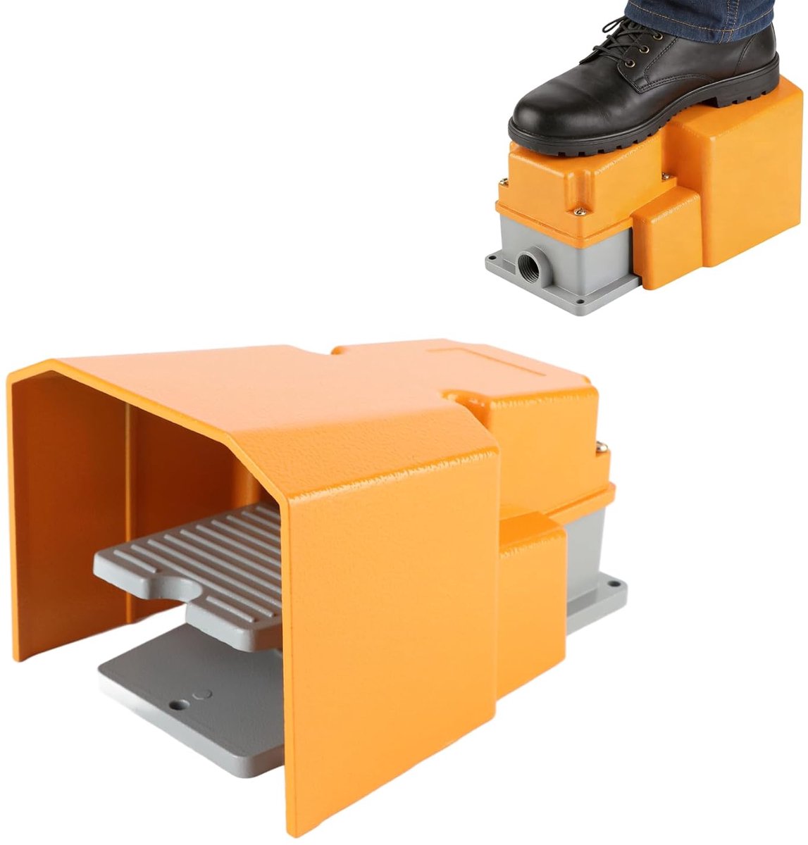 SnelShoppen - Voetpedaal Schakelaar 250V 10A, Oliebestendig Corrosiebestendig Aluminium Voetpedaal Aan/Uit Schakelaar met Bescherming en Antislip Basi