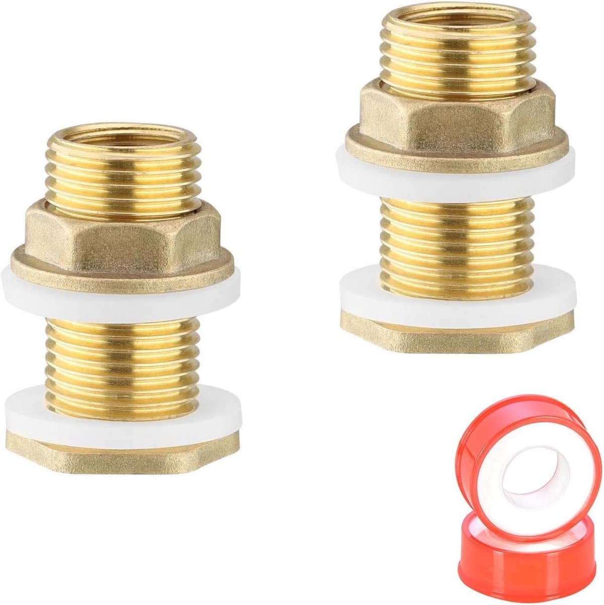 Multi-functional Wall Feeder 2 Pieces Rainwater Tank Connection Brass Water Tank Connection with Silicone Seal for - ShopVlot