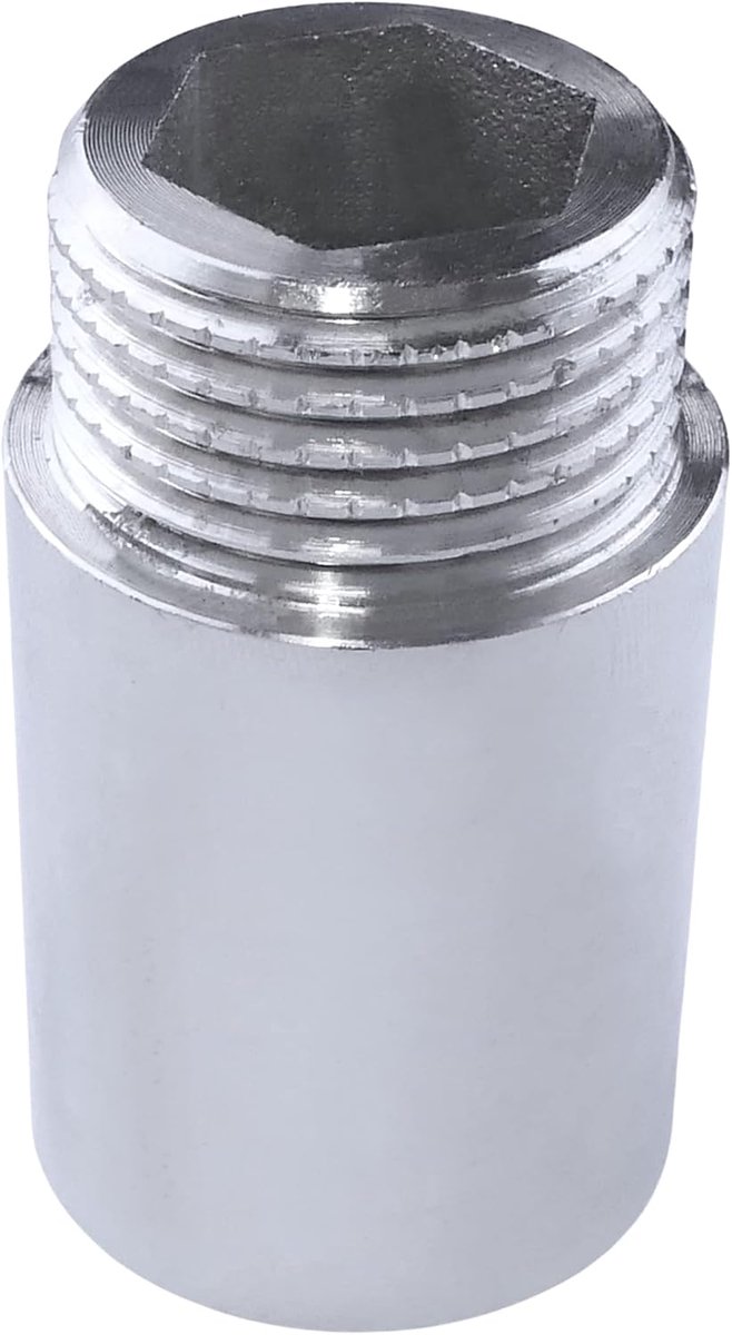 SnelShoppen - Verlengconnector 1/2" vrouw/vrouw - 30 mm - rechte schroefverbinder - chroomverchroomd metaal voor waterleidingverlenging