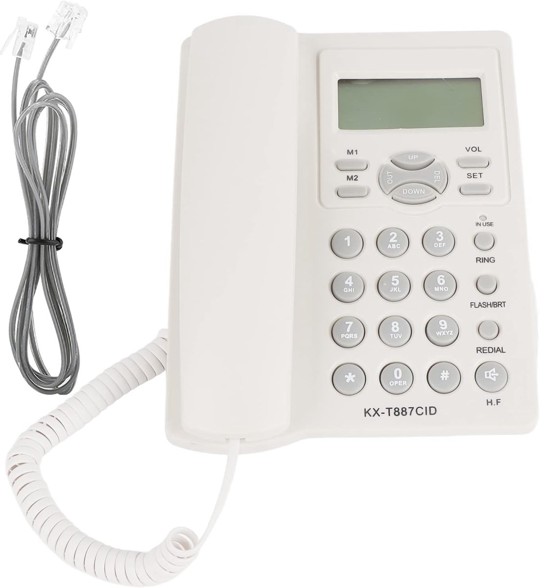 SnelShoppen - Draadloze Telefoon met LCD Scherm, Handsfree Functie, Geluiddemping voor Duidelijke Communicatie - Wit voor Thuis, Hotel, Kantoor