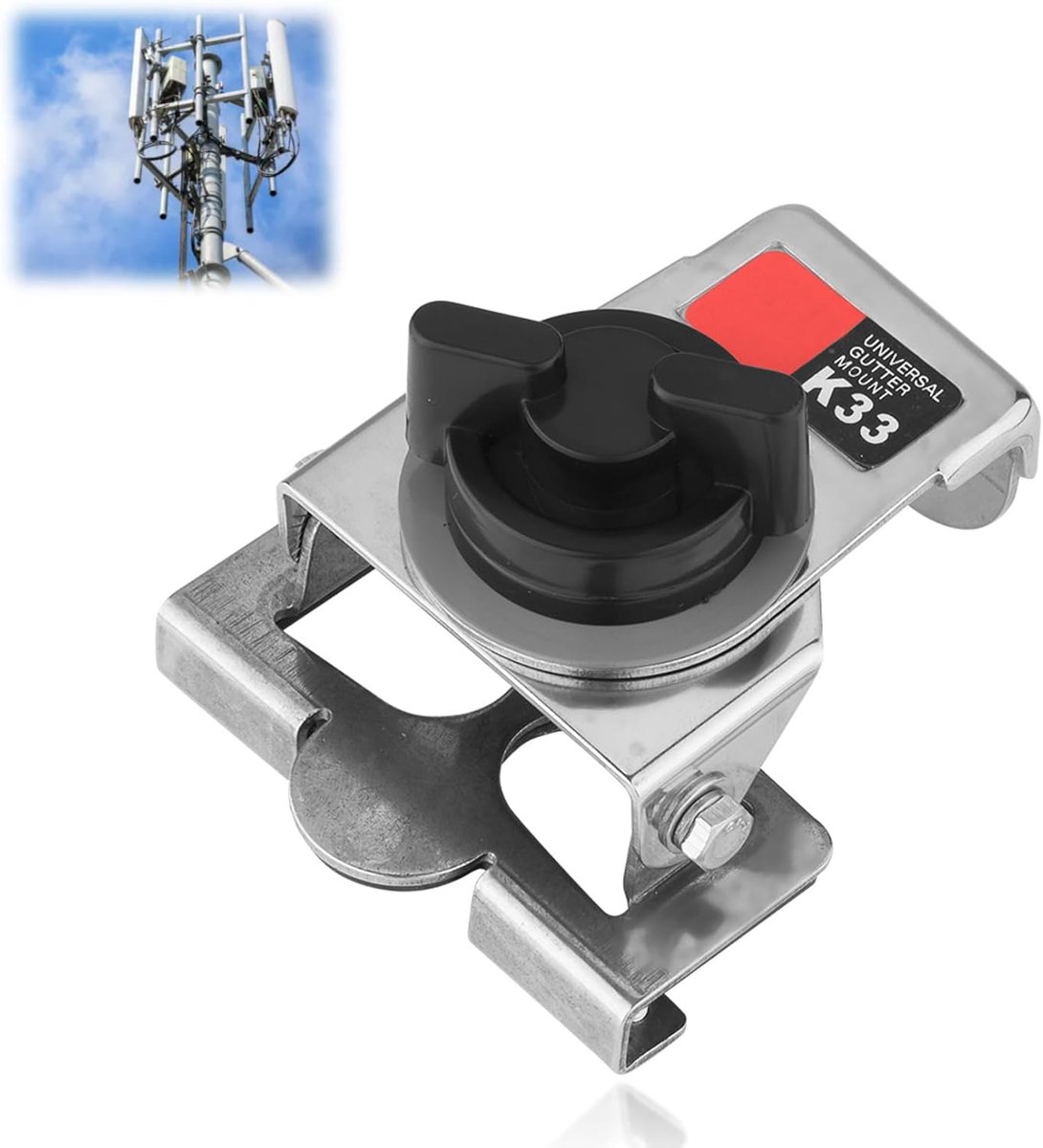 Antenne Beugel - Radio Beugel - Montage Radioantenne - 180 Rotatie Dubbele As - 12x8x5 cm - Zilver