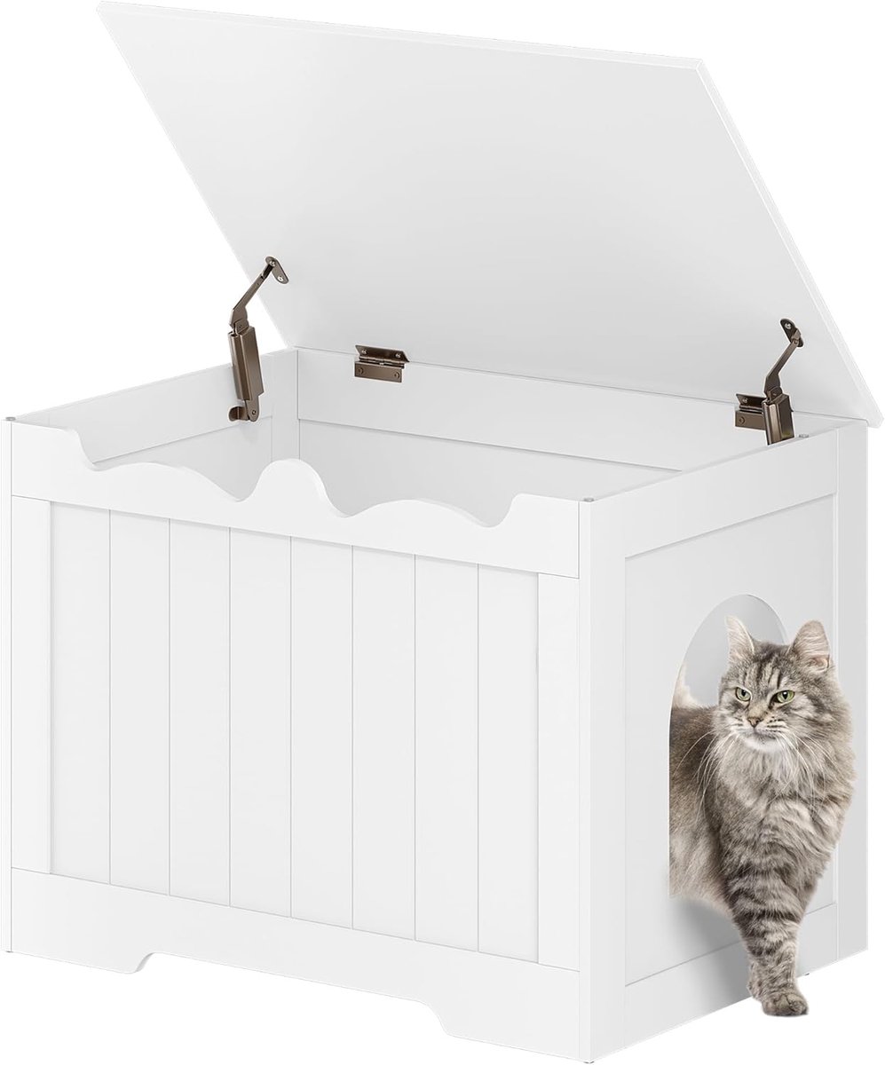 Hzuaneri Kattenkast, Kattentoilet, Bovenopening,70 x 50 x 53 cm,Wit