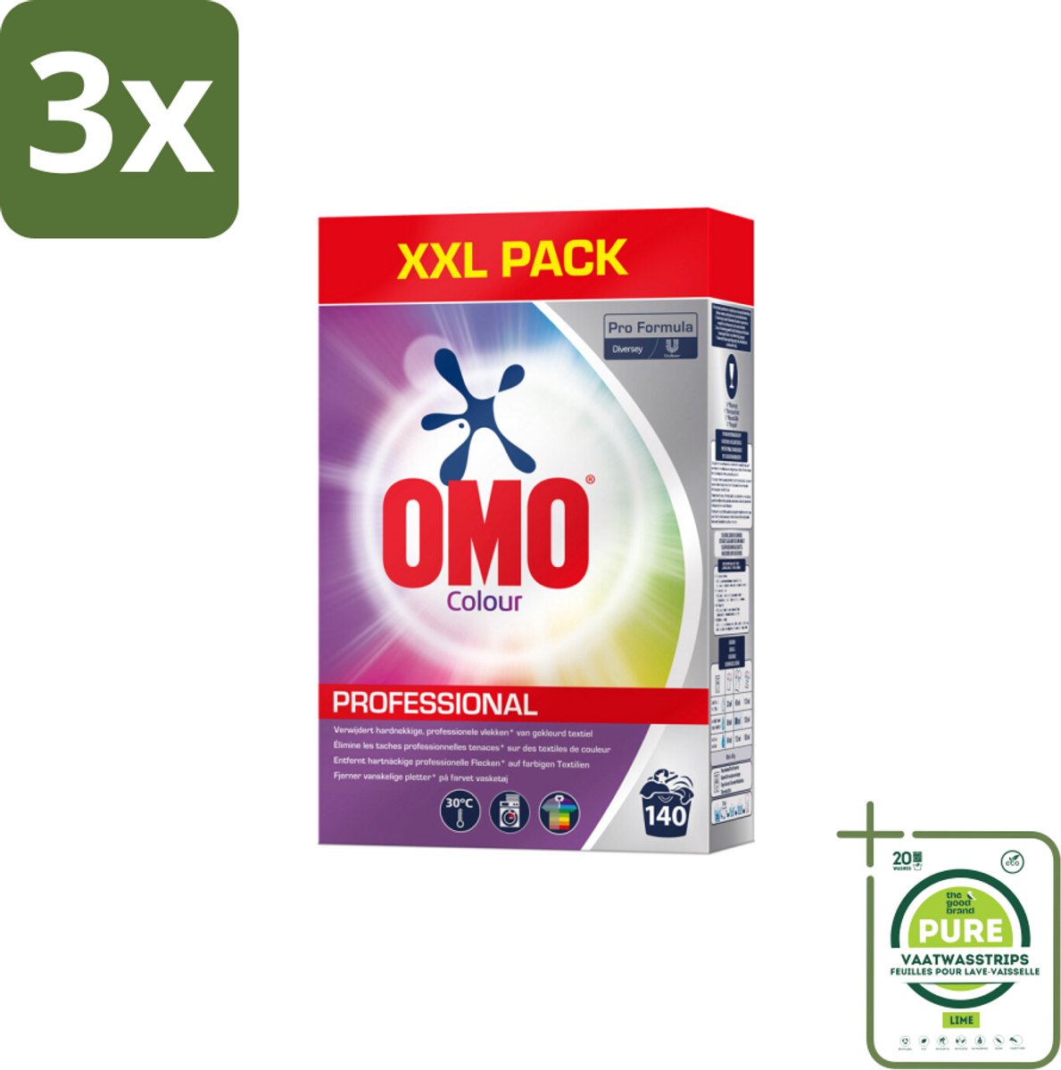 3 x Omo Professional – Wasmiddel Poeder – Gekleurde Was – 140 Wasbeurten – Pro Formula – 7 kg - Grootverpakking - Kleurwas - Kleurbescherming - Waspoeder - Wasmachine - Wasgoed