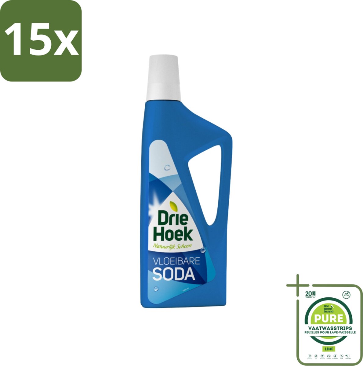 15 x Driehoek – Vloeibare Soda – 725 ml - Grootverpakking - Vloeibare Soda - Schoonmaakmiddel - Vlekken Verwijderen - Textiel Reinigen - Steen Reinigen