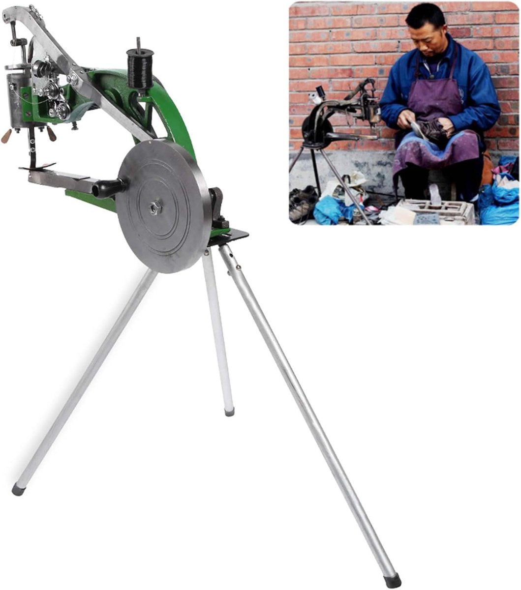 SnelShoppen - Handmatige Leren Naaimachine voor Schoenreparatie - Zware Kwaliteit Aluminium Legering - Compact en Geluidsarm - Inclusief Dubbele Katoe
