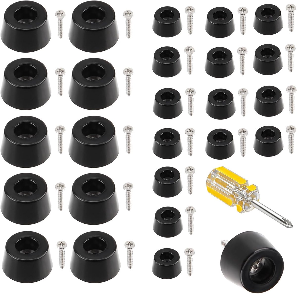 SnelShoppen - 100 Stuks Rubber Voetjes voor Snijplanken, Antislip Rubber Voeten met Metalen Coaster, Ronde Rubber Voeten, Schroefbare Pads voor Keuken