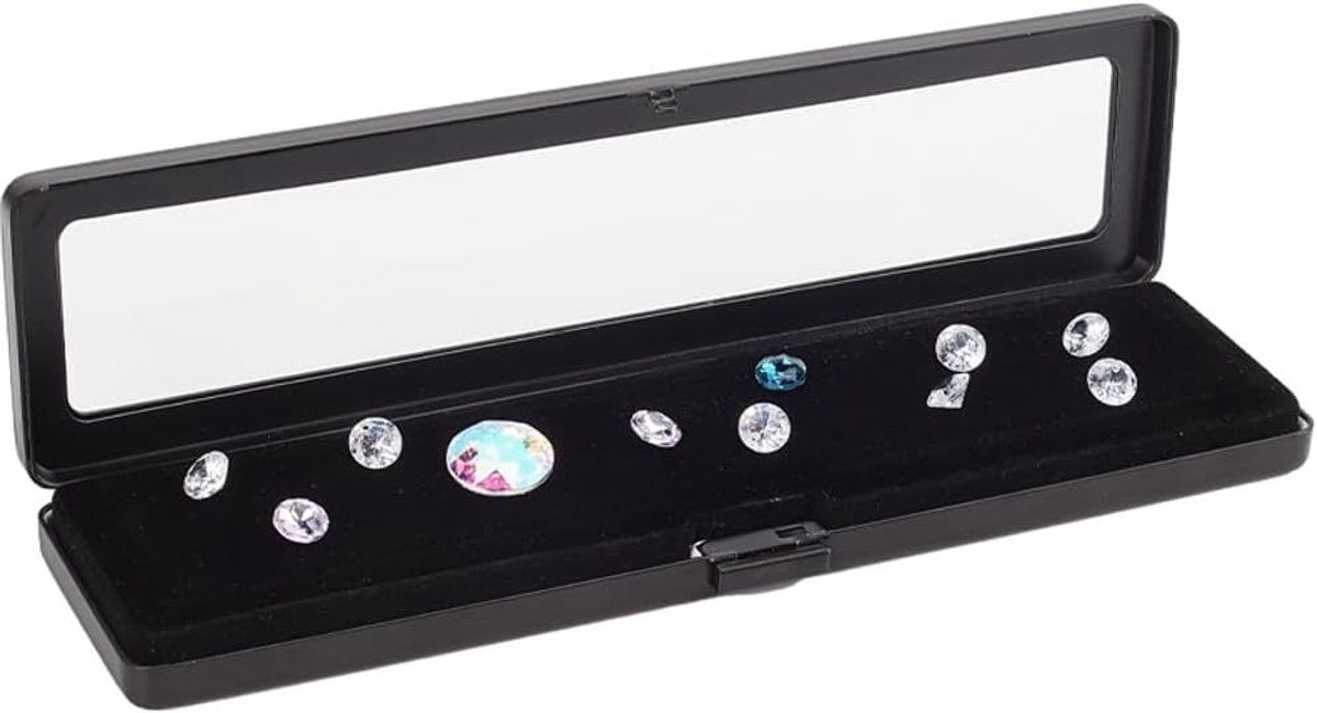 SnelShoppen - Luxe Diamant Sieraden Doos, Vitamine Beursdoos met Glazen Deksel en Fluwelen Kussens voor Edelstenen, Munten en Sieraden Collectie