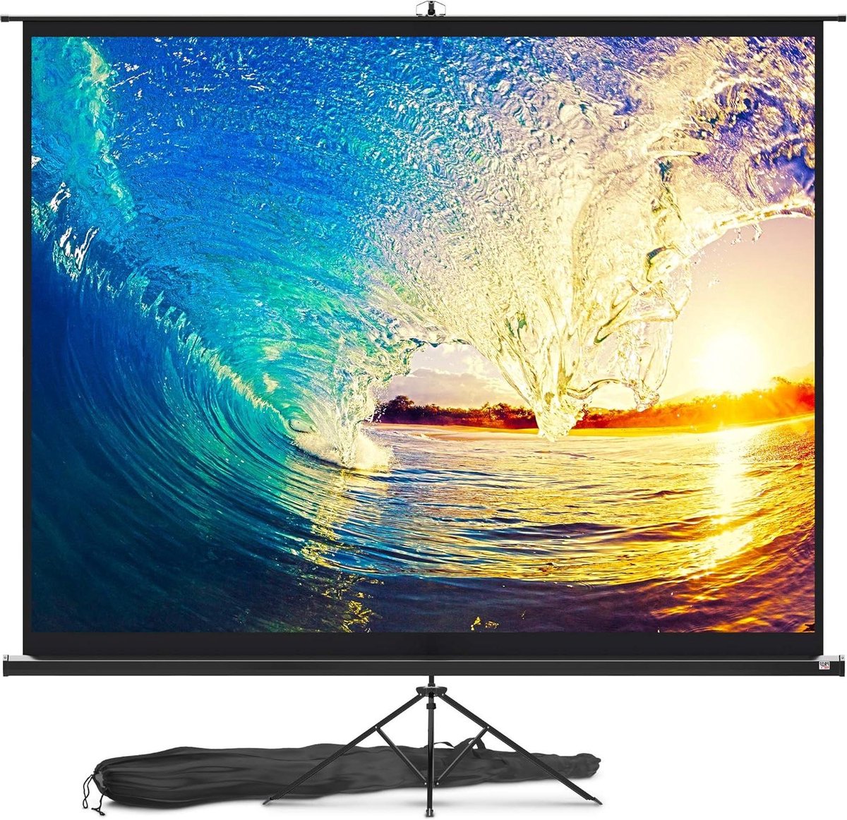 Projectiescherm met standaard - Mobiel scherm - Binnen en buiten - Kreukvrij PVC doek - 100-120 inch - Zwart
