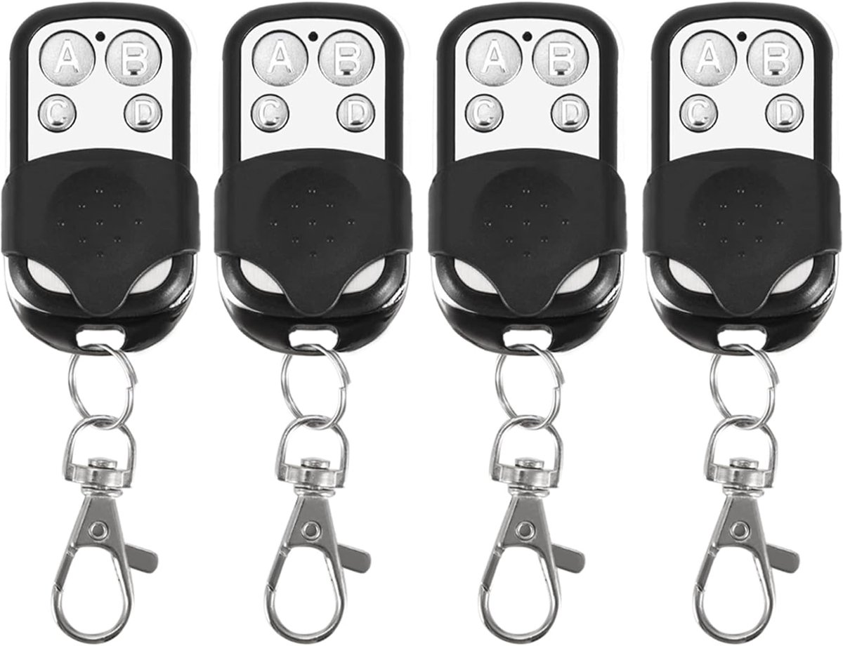 SnelShoppen - 4 Stuks Universele Draadloze Afstandsbediening Sleutelring 433.92Mhz voor Auto, Garage Deur, Poort, Alarm en Huishoudelijke Apparaten