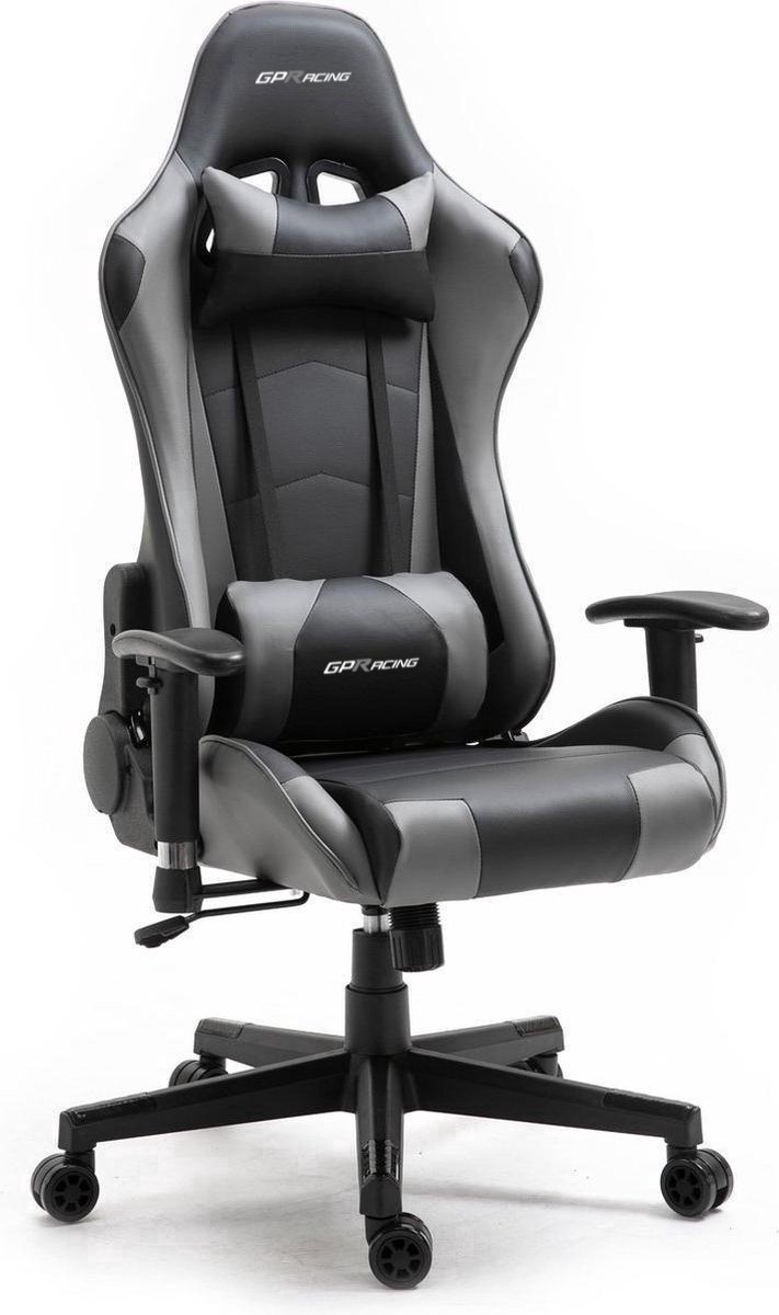 GPRacing Pro - Game Stoel - Gaming Stoel - Ergonomische Bureaustoel - Gamestoel - Verstelbaar - Gaming Chair - Zwart / Grijs