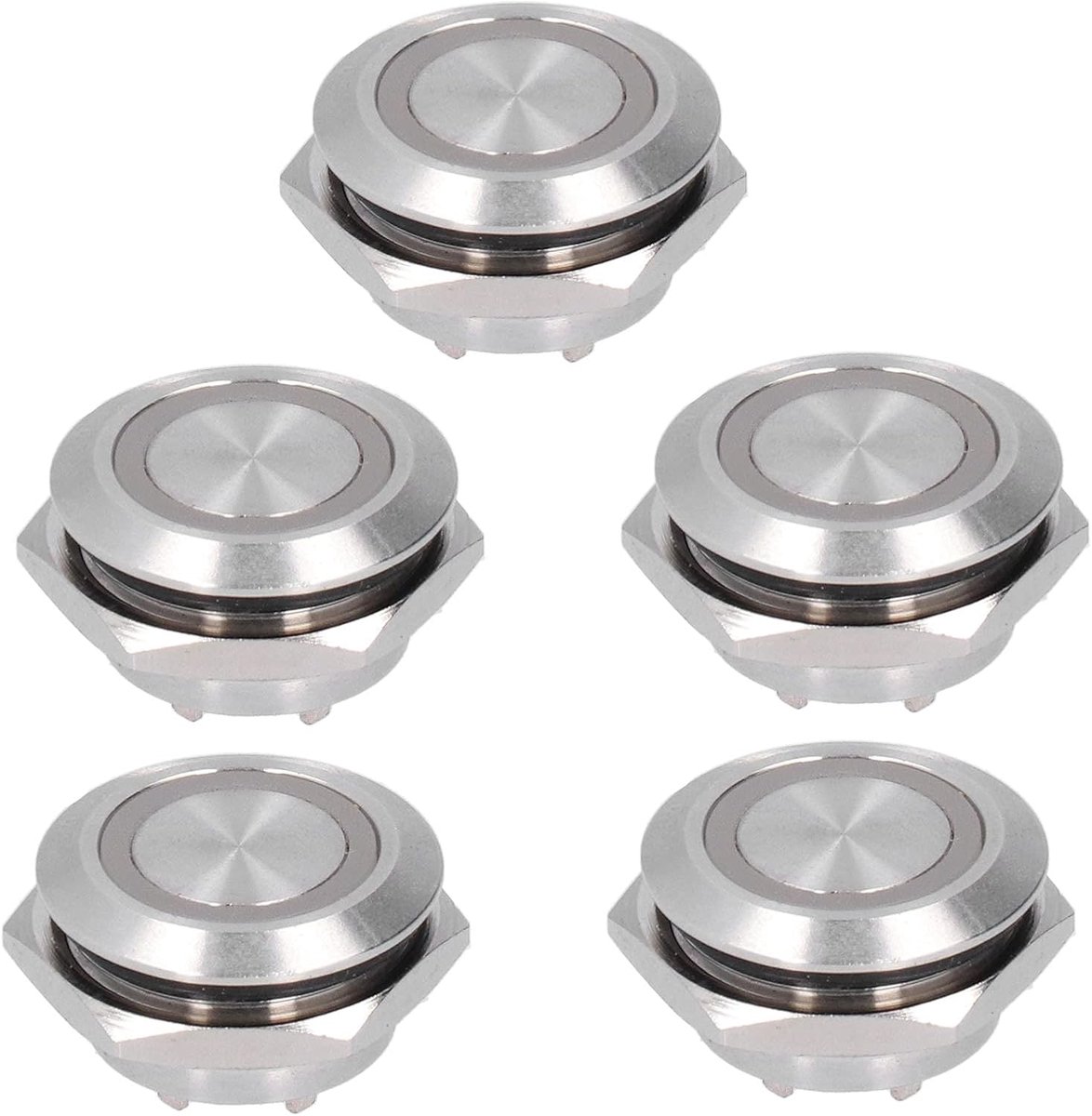 SnelShoppen - 5Pcs Momentaire Drukknop Schakelaar 19mm Automatische Reset Waterdichte Drukknop Schakelaar met LED (AC220V Geel)