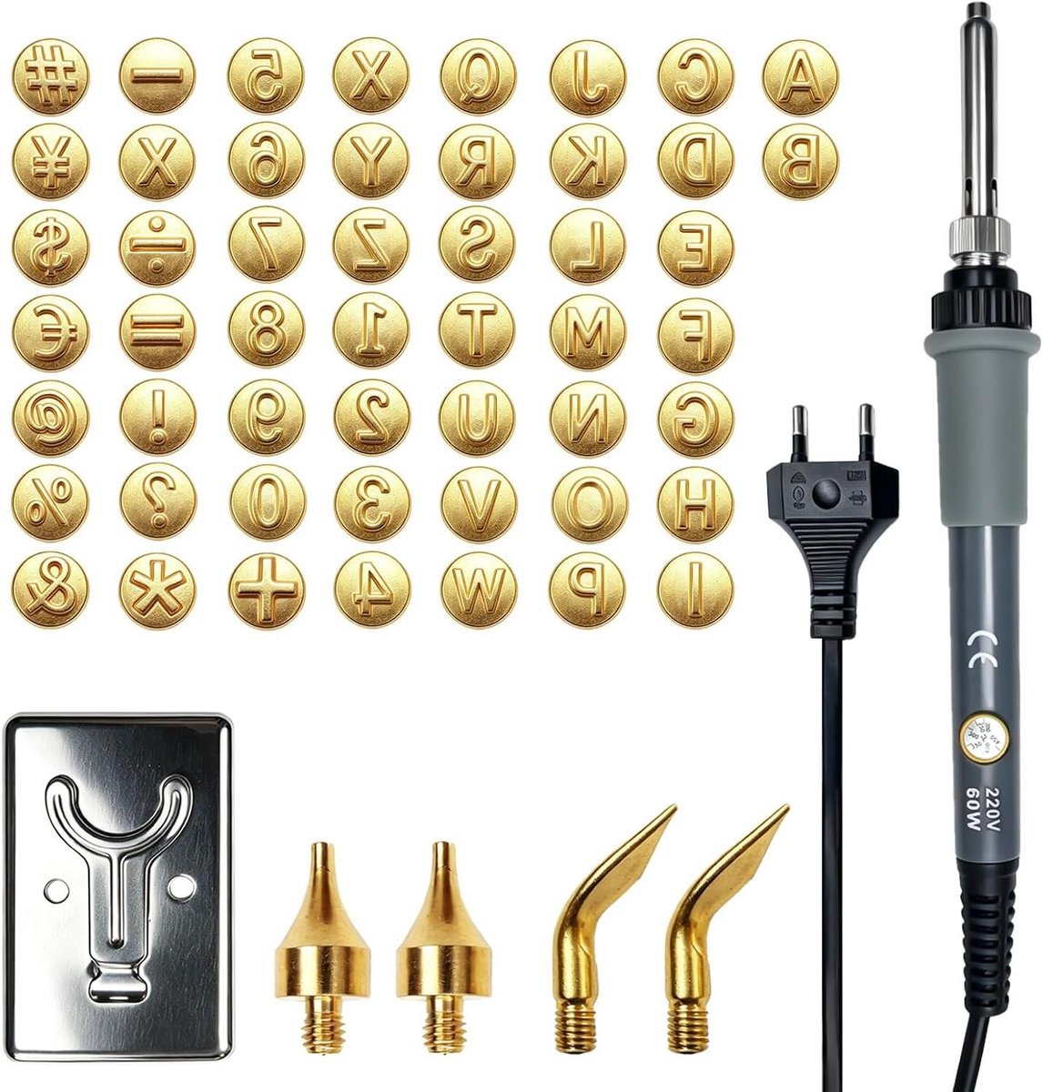 Houtbrandpen Set - Brandschilder Gereedschap - Houtbewerking Knutselen - 56 Stuks Met Symbolen - Verstelbare Temperatuur - Goud