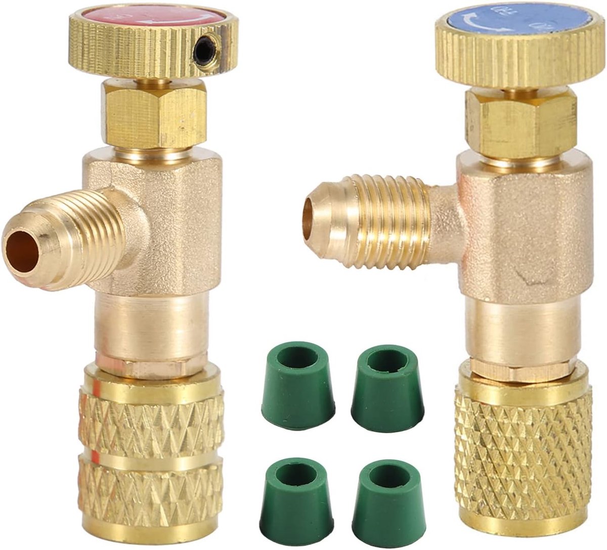 SnelShoppen - 2 Stuks Betrouwbare R410A R22 Vloeistof Veiligheidsklep - Koper Airconditioning Ventiel 1/4 Inch met Verwijderbare Dopsleutel - Quick Re