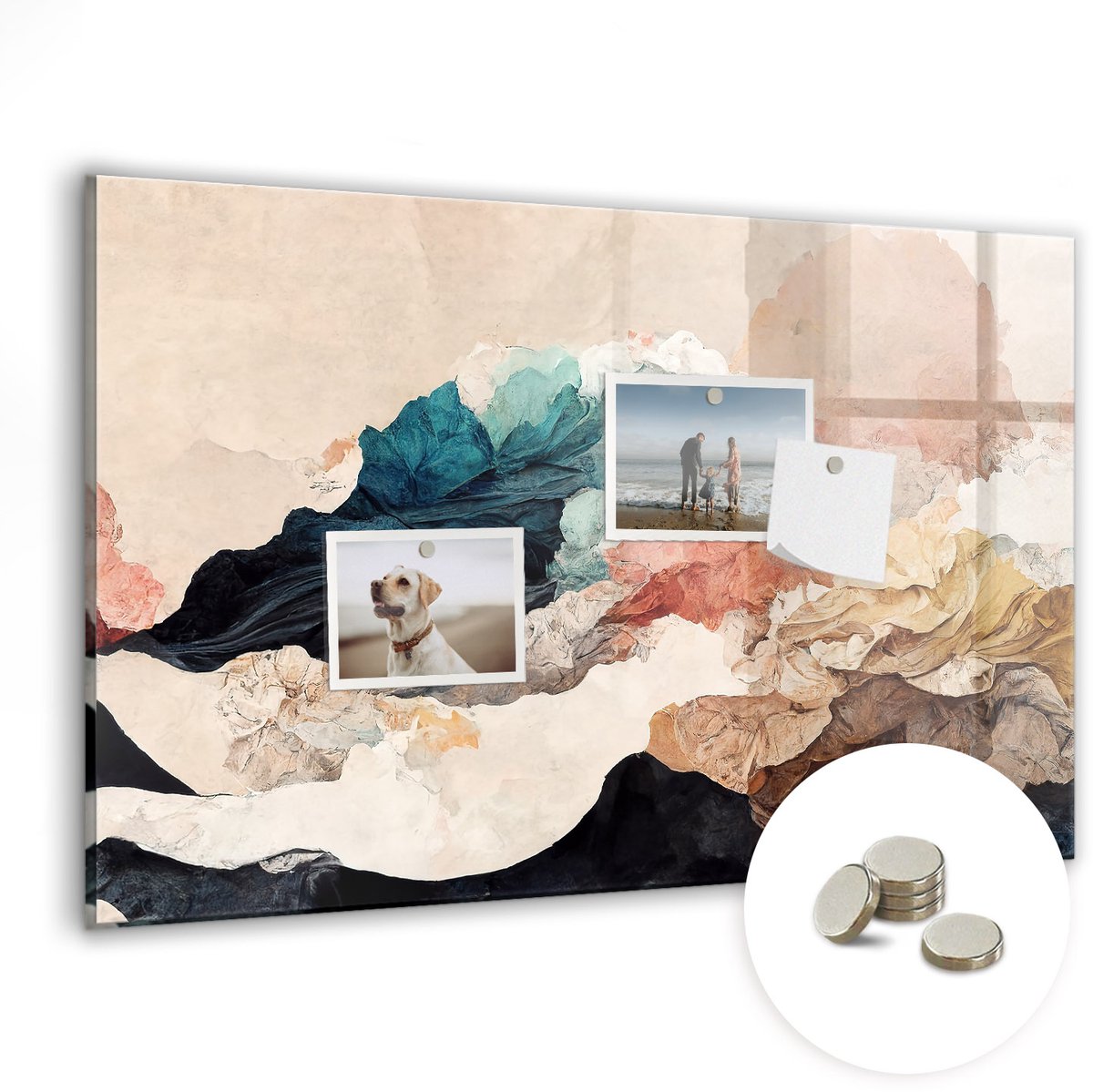 Coloray Glazen Magneetbord - Magnetisch Bord Abstract landschap - 60x40 cm - Veelkleurig Magneetbord - Magnetic Board - Magnetisch Wandbord