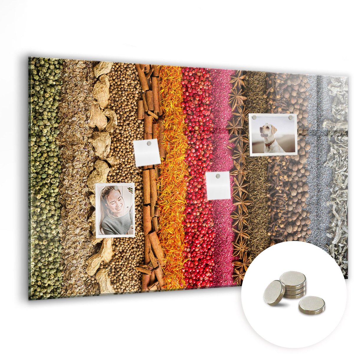 Coloray Glazen Magneetbord - Magnetisch Bord Hete pepers - 90x60 cm - Veelkleurig Magneetbord - Magnetic Board - Glazen Magneetbord