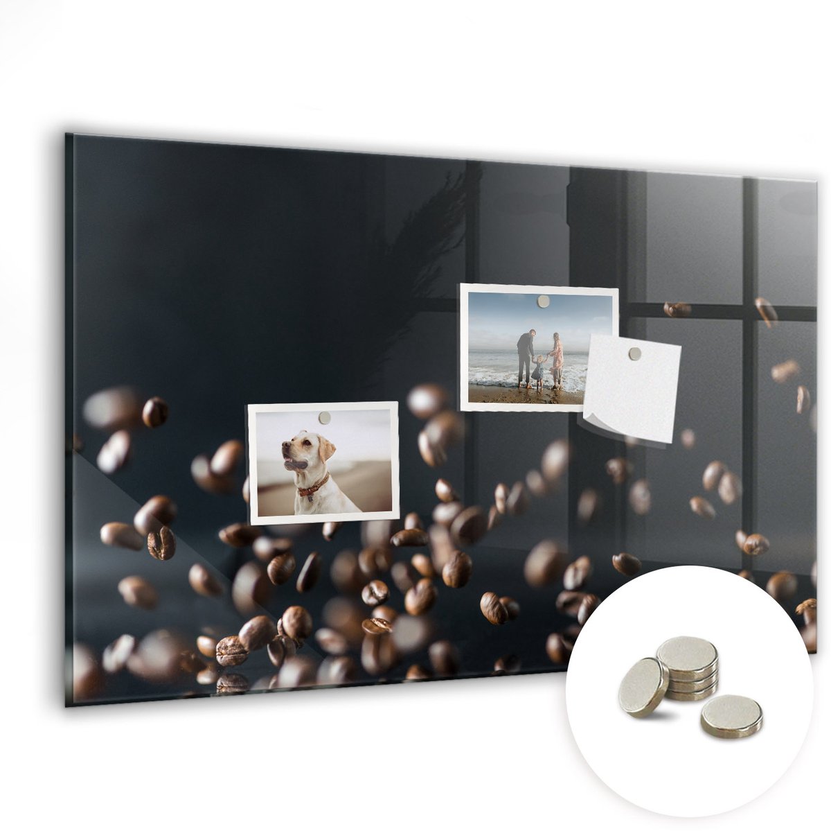 Coloray Glazen Magneetbord - Magnetisch Bord Koffiebonen - 60x40 cm - Veelkleurig Magneetbord - Magnetic Board - Keuken Decoratie