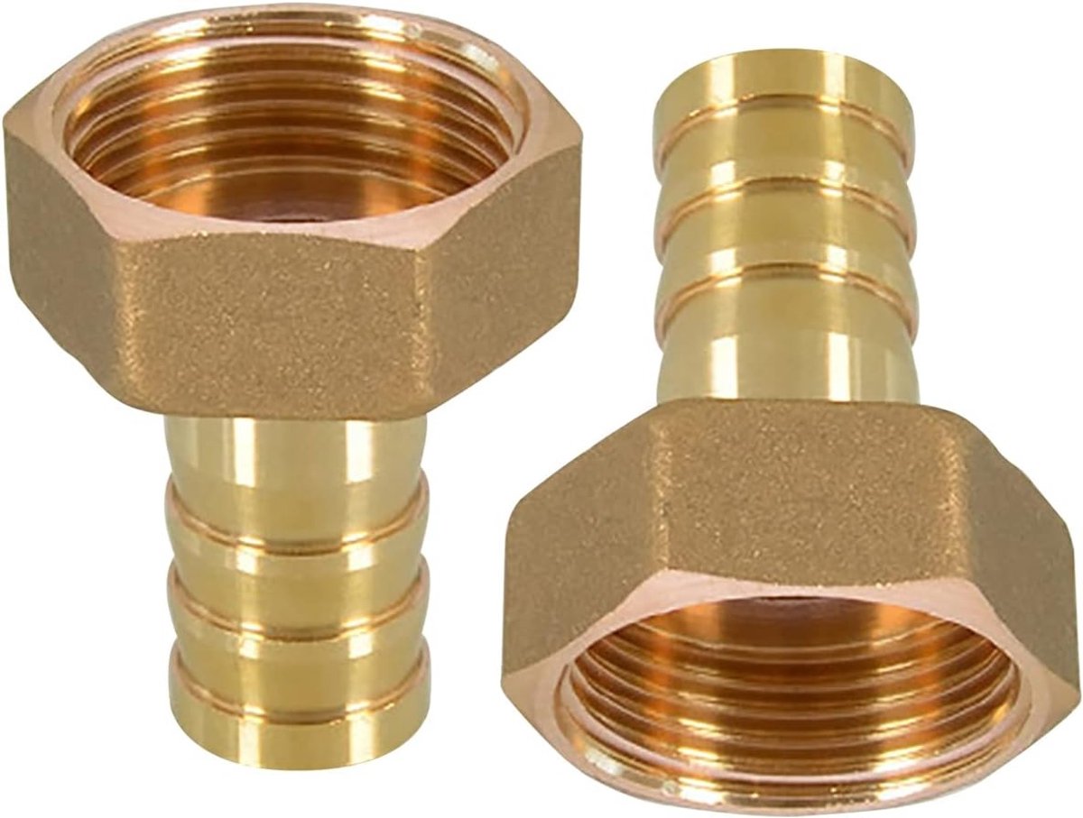 2 Stuks 1" Slangbarb Messing Tuinslang Fittingen Connector Adapter voor NPT Vrouwelijk, Geen Lekken, Duurzaam en Betrouwbaar