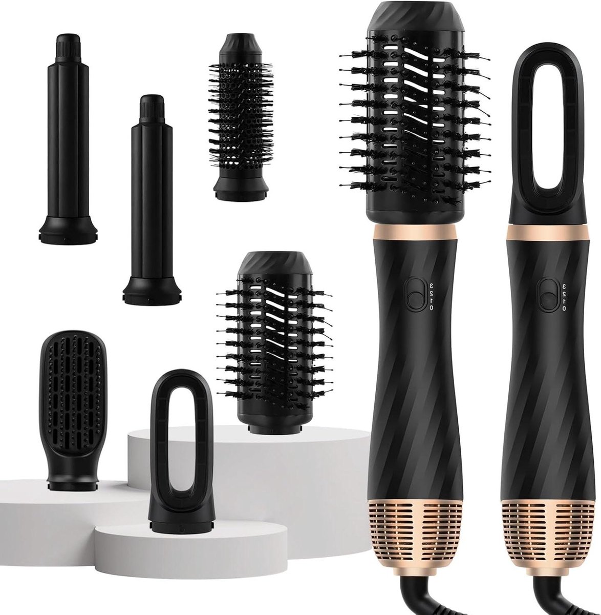 Haarstyler Set - Krultang Warme Lucht - Haar Stylen - 6-in-1 Multifunctioneel - 27 x 8 x 21 cm - Goud