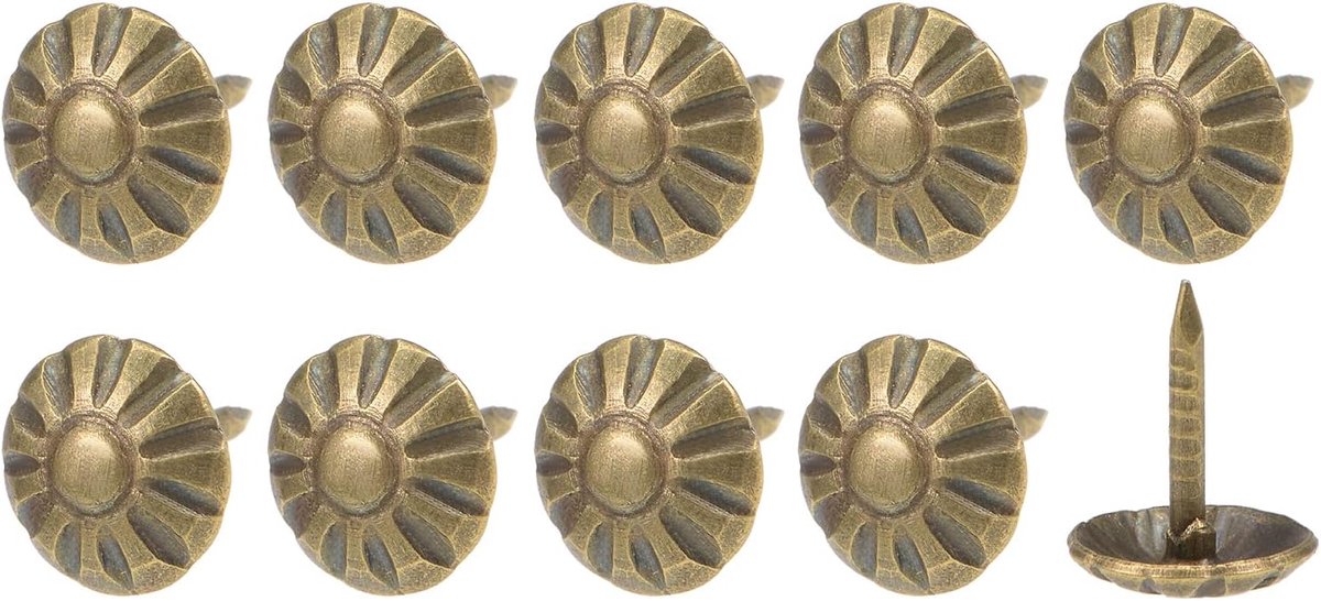 SnelShoppen - Metallixity Bekleding Duimspijkers (8 x 10 x 1.7 mm) 50 Stuks IJzeren Bloempatroon Spijkers voor Meubelreparatie en Decoratie in Bronzen