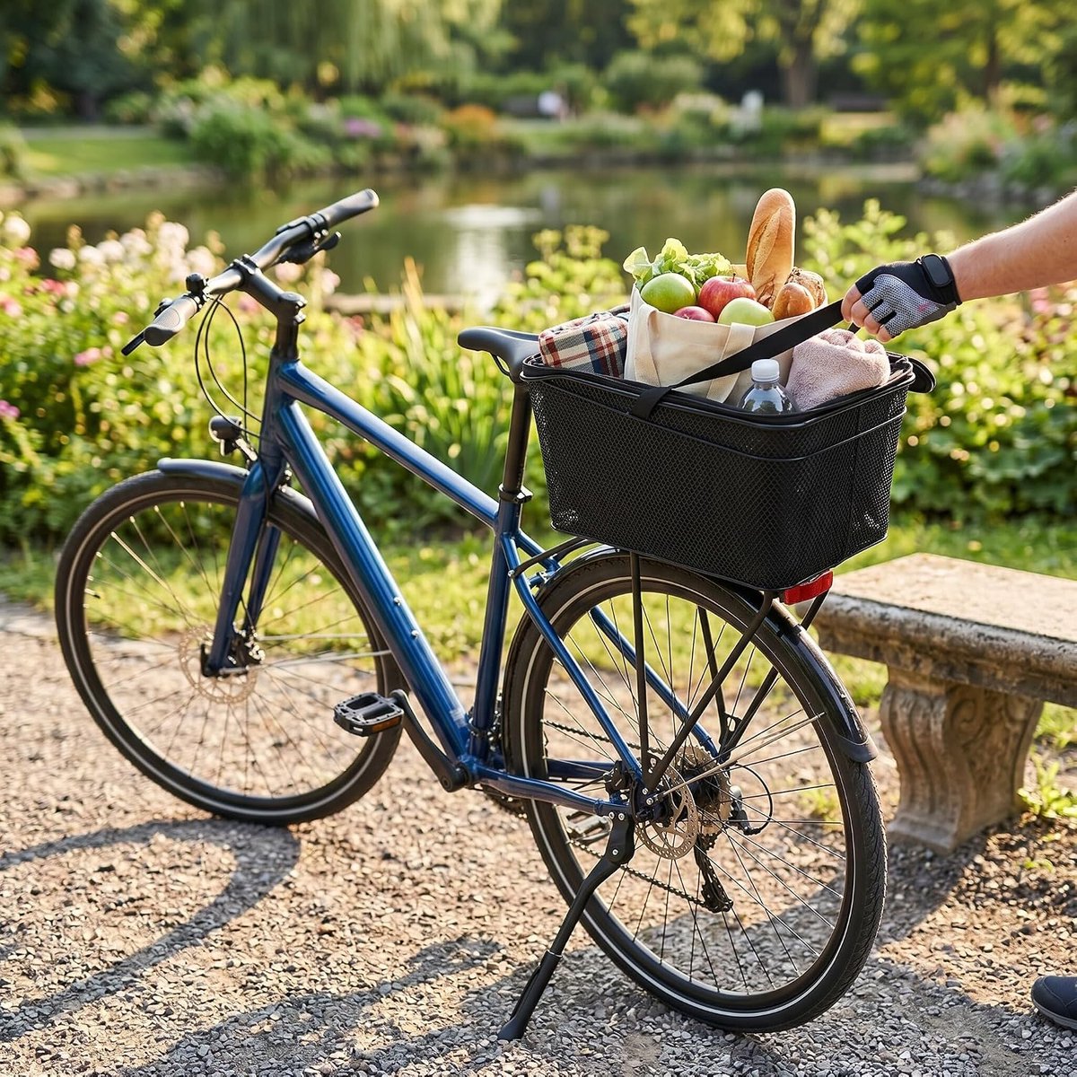 SnelShoppen - Achter Fietstas met Regenhoes, 20L Capaciteit Metaal Draad Achterfietsmand Waterdichte Fietszadel Tas voor de Meeste Fietdragers Achter