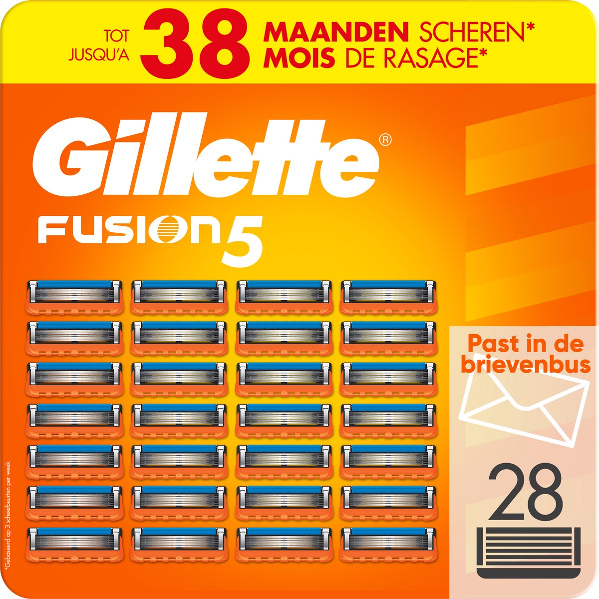 Gillette Fusion5 Scheermesjes voor Mannen - 28 stuks - Kartonnen Brievenbusverpakking