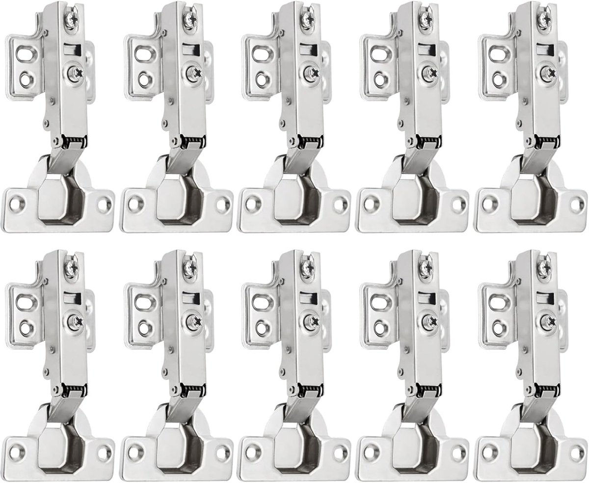 10 Pcs Hinges for Furniture 110 Degree Outdoor Tarnish Cabinet Doors Soft Close Damps with Hydraulic Shock Absorber - ShopVlot