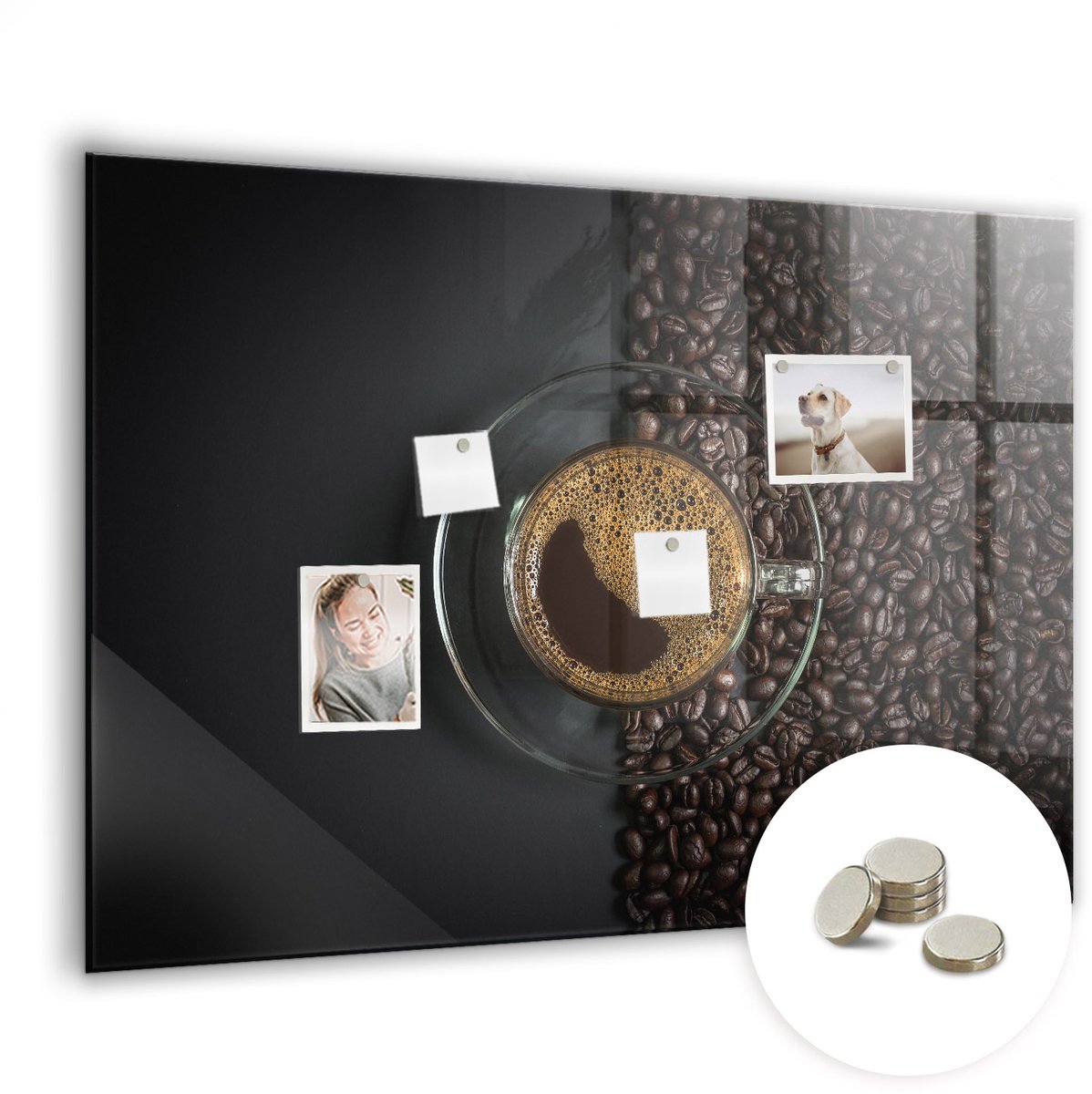 Coloray Glazen Magneetbord - Magnetisch Bord Waterval tussen het mos - 100x70 cm - Bruin Magneetbord - Magnetic Board - Woonkamer Decoratie