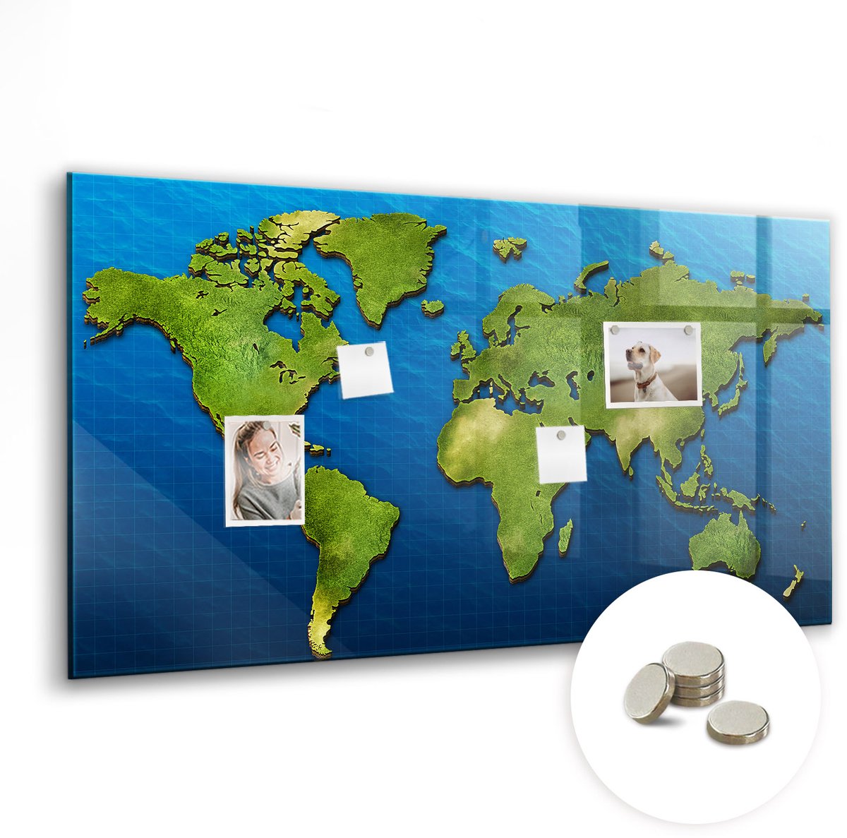 Coloray Glazen Magneetbord - Magnetisch Bord Namen van de continenten - 120x60 cm - Groente Magneetbord - Magnetic Board - Glazen Magneetbord