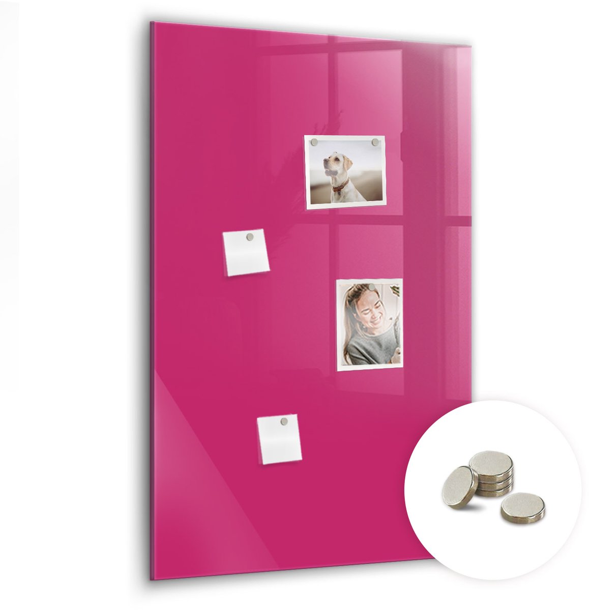 Coloray Glazen Magneetbord - Magnetisch Bord Houtstructuur - 60x90 cm - Roze Magneetbord - Magnetic Board - Wanddecoratie