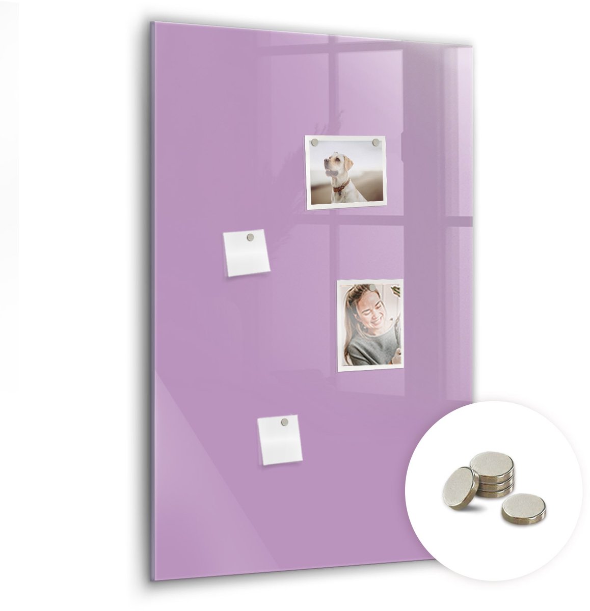 Coloray Glazen Magneetbord - Magnetisch Bord Bamboe muur - 60x90 cm - Lila Magneetbord - Magnetic Board - Glazen Magneetbord