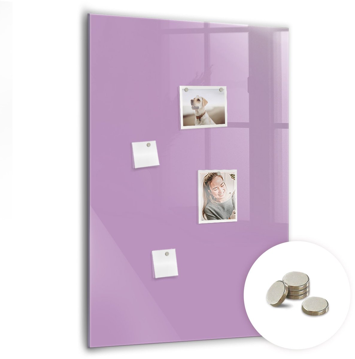 Coloray Glazen Magneetbord - Magnetisch Bord Houtstructuur - 70x100 cm - Lila Magneetbord - Magnetic Board - Bureau Decoratie