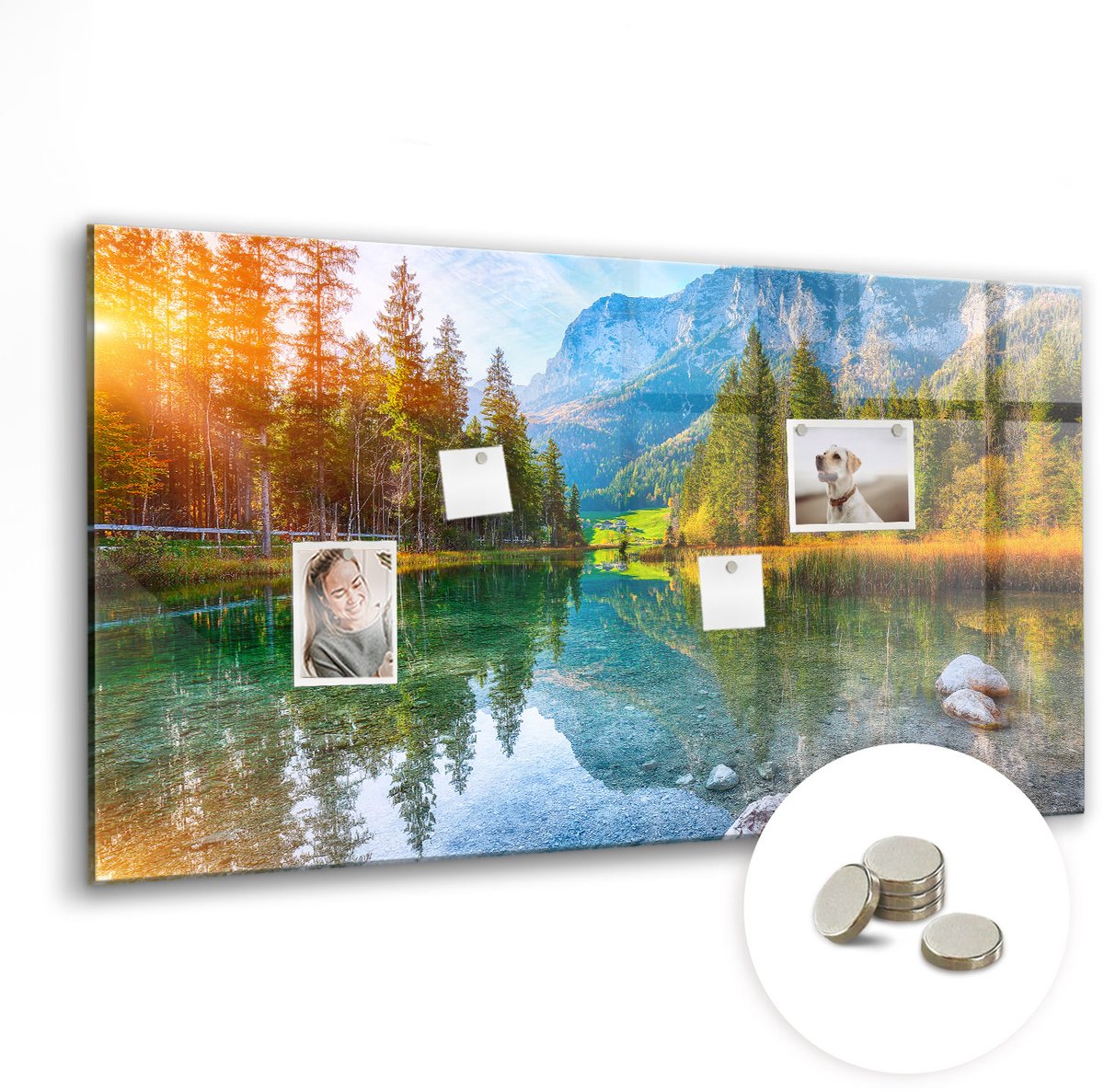 Coloray Glazen Magneetbord - Magnetisch Bord Eet smakelijk inscriptie - 120x60 cm - Veelkleurig Magneetbord - Magnetic Board - Memobord
