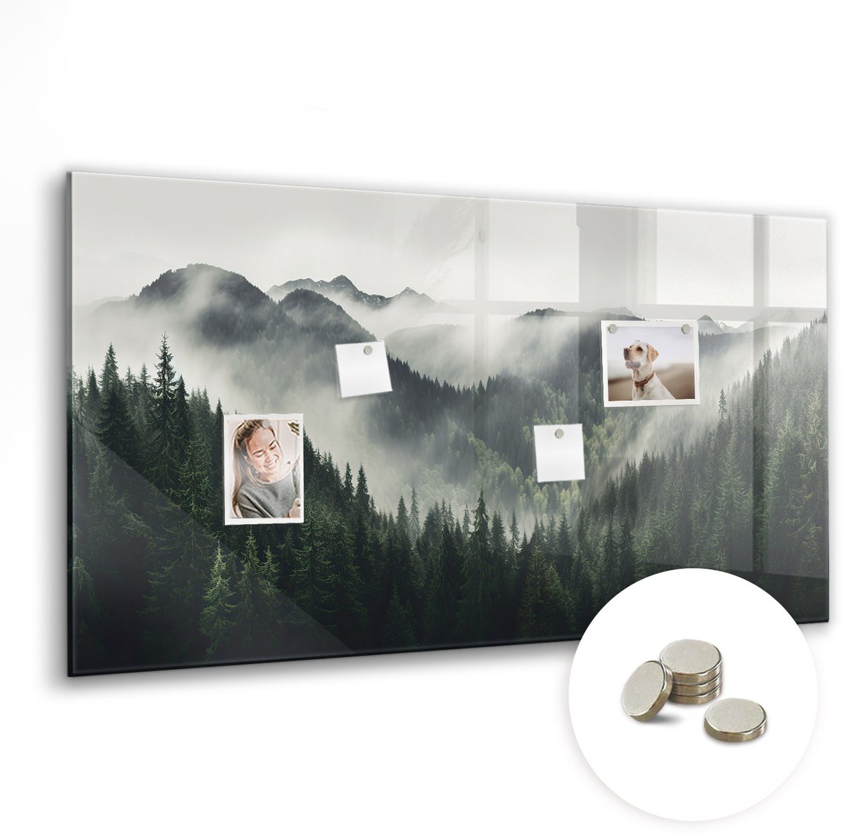 Coloray Glazen Magneetbord - Magnetisch Bord Groene groenten - 120x60 cm - Zwart-wit Magneetbord - Magnetic Board - Keuken Decoratie