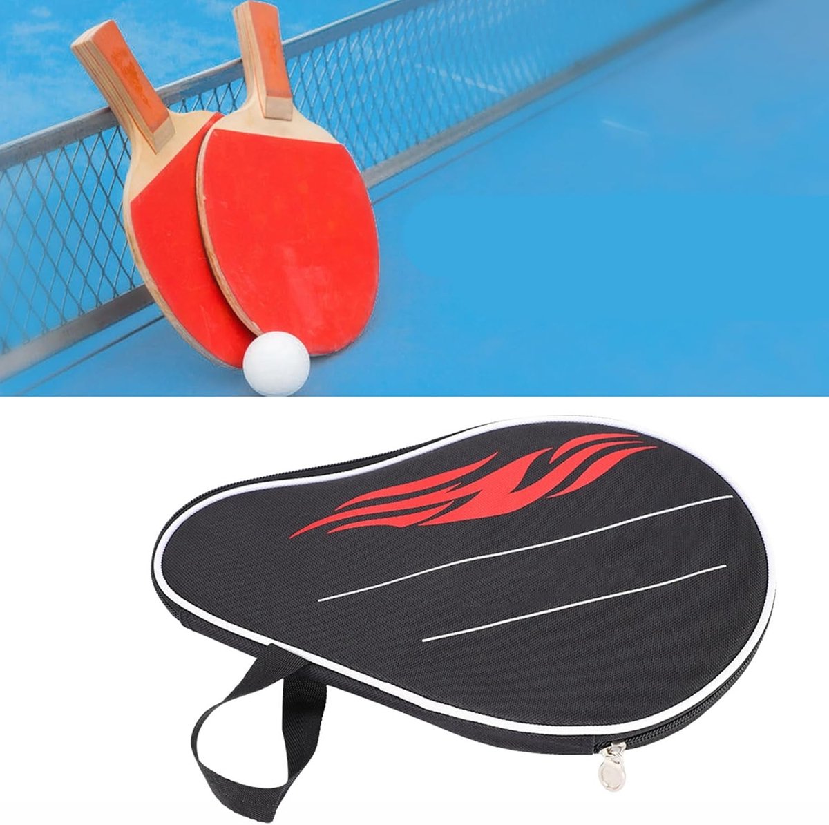 SnelShoppen - Tafeltennisbat Cover met Zak Waterafstotend Dubbele Tafeltennis Cover voor 3 Tafeltennis Tassen, 30 x 20 x 2 cm