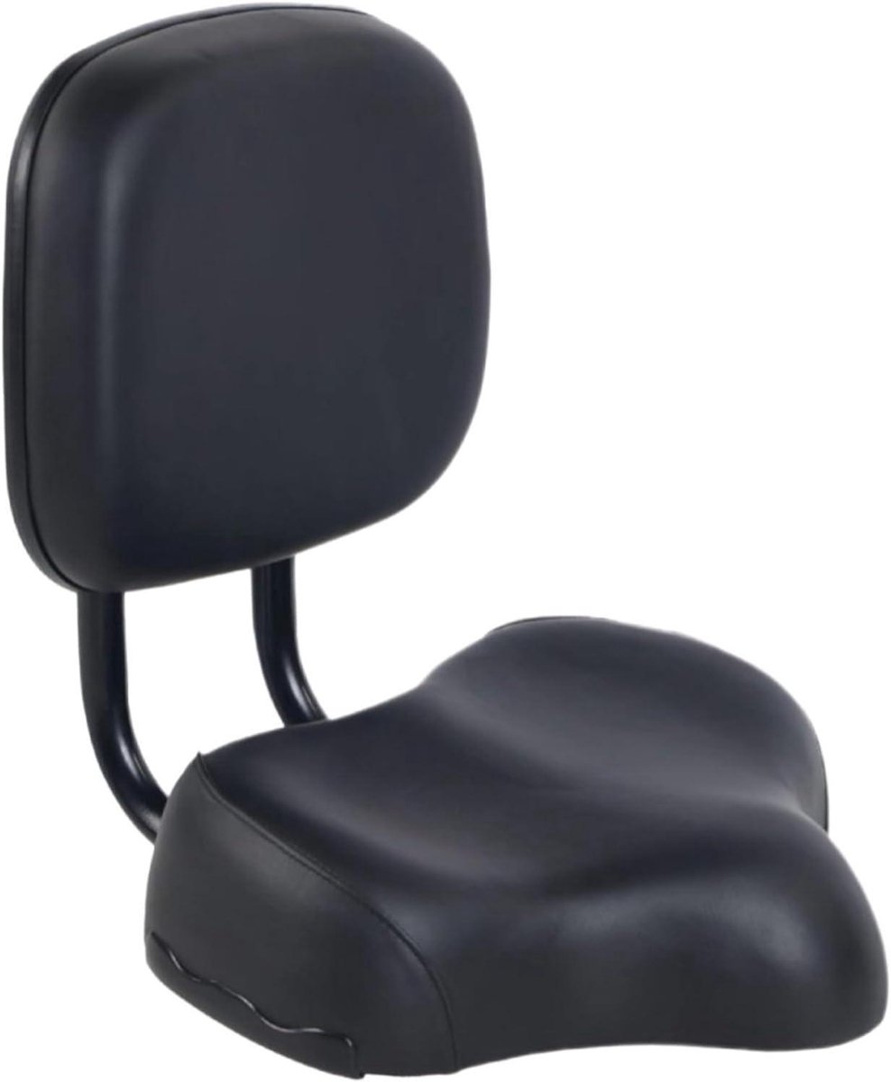 Fietszadel met rugleuning - Comfortzadel Fiets - Comfortabel Fietsen - Schokabsorberend Kussen - 30 x 24 cm - Zwart