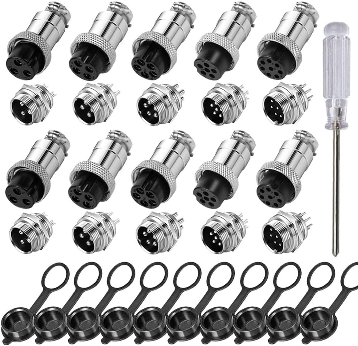 SnelShoppen - GX16 Luchtvaart 10 Stuks 16mm Draad Metaal Luchtvaart Kabel Connector 5A Mannelijke Vrouwelijke Luchtvaart Plug Socket Kit (3-Pin, 4-Poo