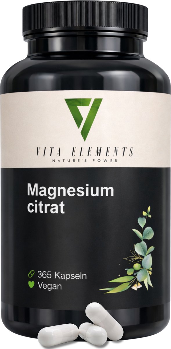 Vita Elements Magnesium Bisglycinaat Capsules - 300 mg Magnesium per Dagdosis - Beter Opneembaar - Veganistisch - GGO-vrij - 365 Capsules voor Spieren
