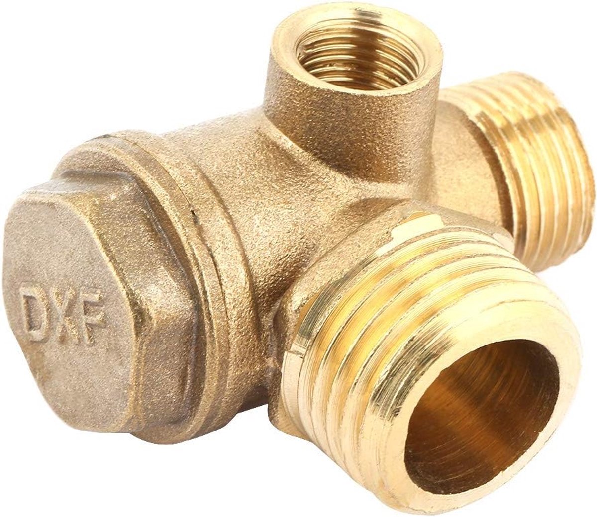 SnelShoppen - Luchtdruk Compressor Terugslagklep, 3 Poorten, Messing Luchtdruk Compressor Mannetjesdraad Terugslagklep, Buis Connector Tool, 10 * 16 *