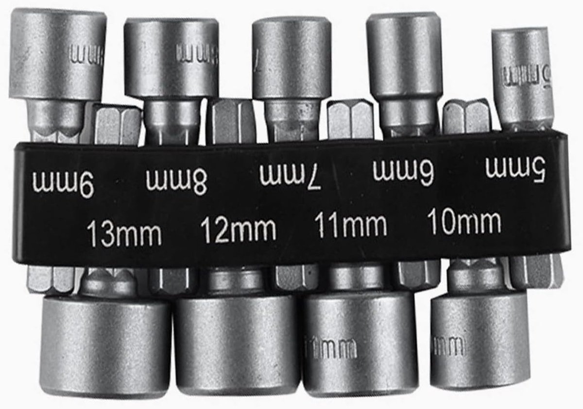 SnelShoppen - Steeksleutelset 9-delig, 5-13mm Steeksleutel Adapter, Hexagonaal Boor Gereedschap, Duurzaam Materiaal, Voor Elektrische Schroevendraaier