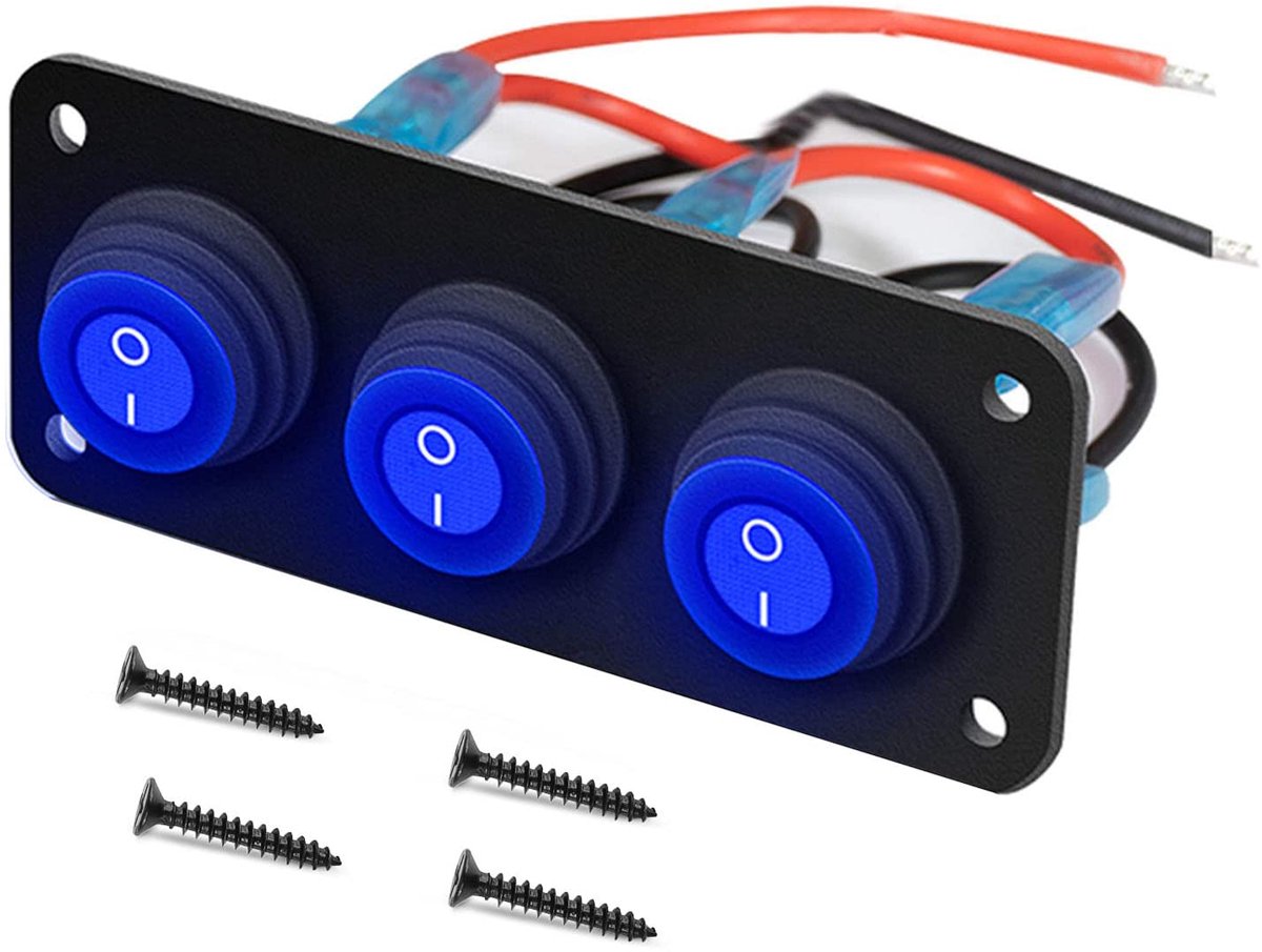 Roterende schakelaar waterdicht 12-24V - Blauwe LED indicator - 3-snelheden - Ideaal voor auto en vrachtwagen - ShopVlot