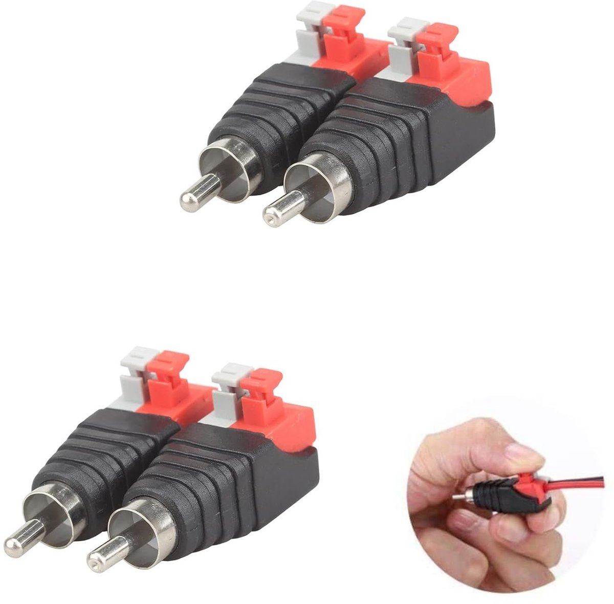 RCA plug/socket naar AV 2 schroefaansluiting - video/audio - veerdruk type - eenvoudig aansluiten - ShopVlot
