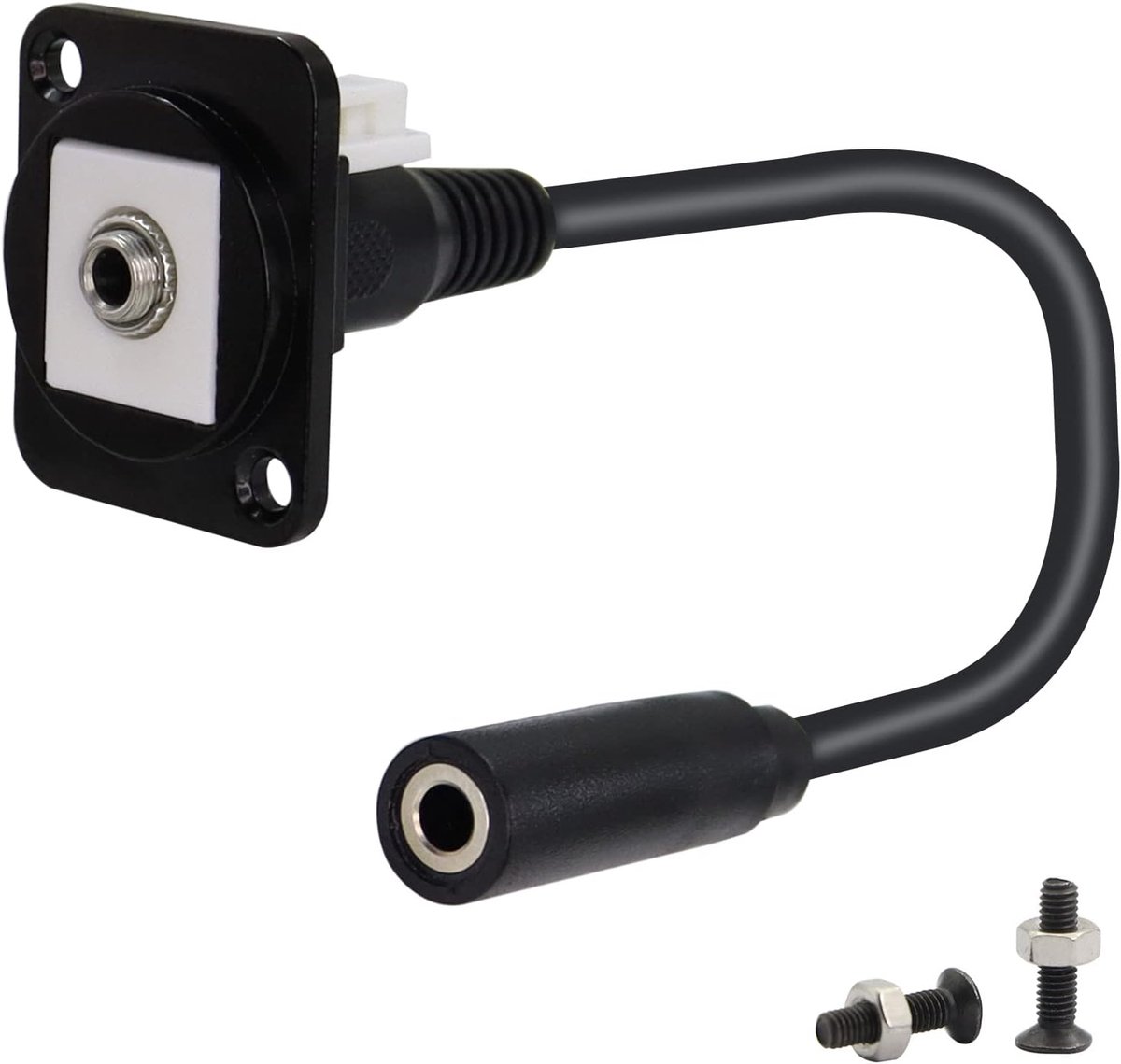 SnelShoppen - TRS 1/8 Stereo Paneel Connector 3.5mm Vrouwelijk naar Vrouwelijk Korte Kabel Koppeling XLR Paneel Montage voor Stereo Kabels, Luidspreke