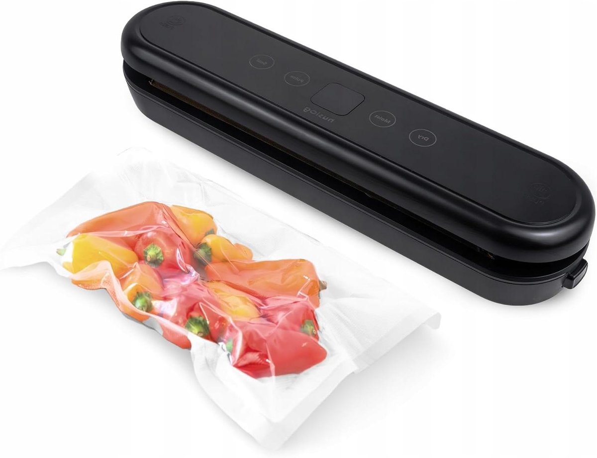 Mini Vacuümapparaat Voedsel Sealer Voedsel Vers Houden Oplaadbaar LCD Display Tot 25cm Breed Zwart