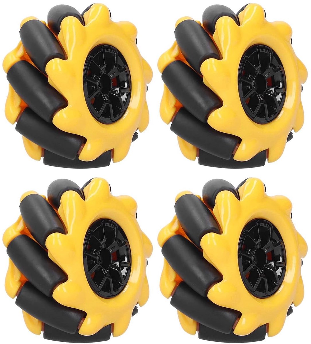 SnelShoppen - Mecanum Wielen 48mm Omnidirectionele Wielen voor Slimme Robot Auto Onderdelen (2 Paar) Geel/Zwart