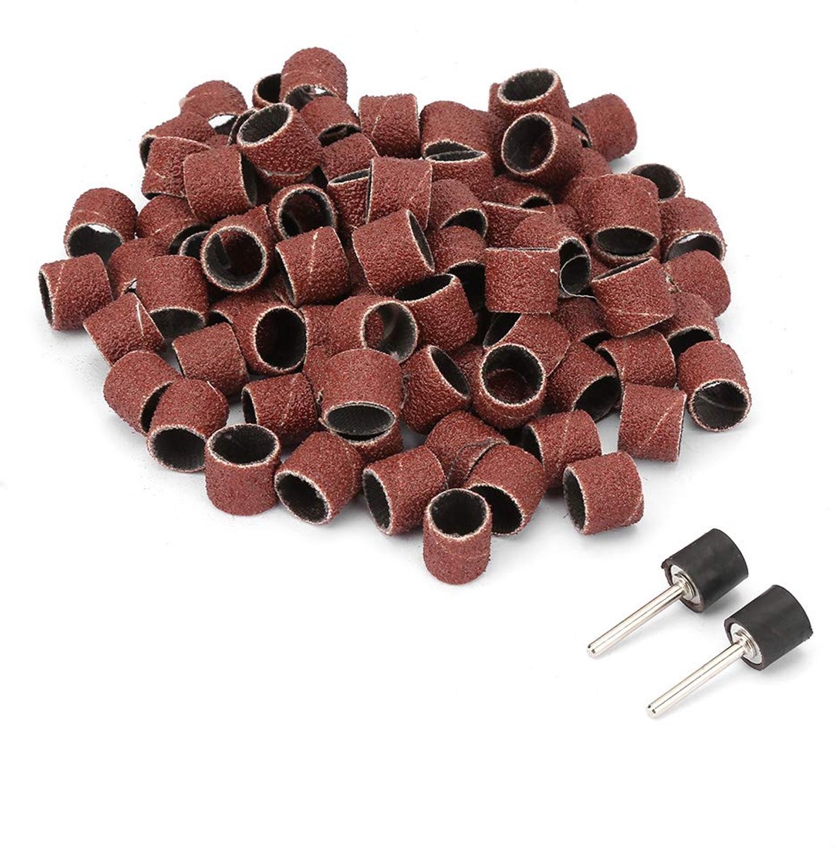12mm Sandpaper Ring Sandpaper Wheel Grinding Bit, 2pcs Drum Mandrels and 100pcs Sanding Drum Set 1/2 Inch for Dremel - ShopVlot