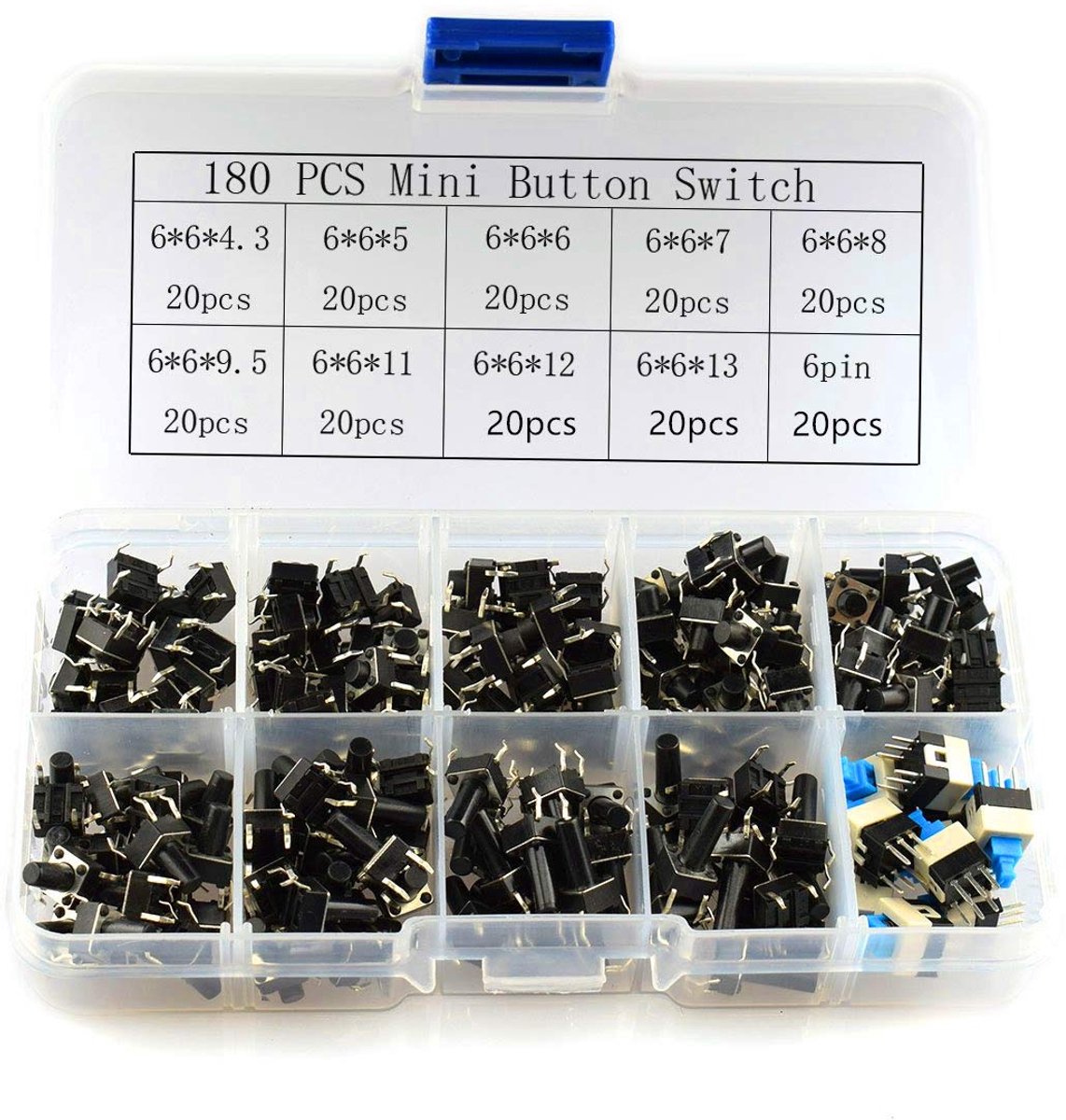 HUAYAO 200pcs Tactical Push Switch, Tactical Push Button Switch, Button Micro Tactile Switch Micro Momentary Tact - ShopVlot
