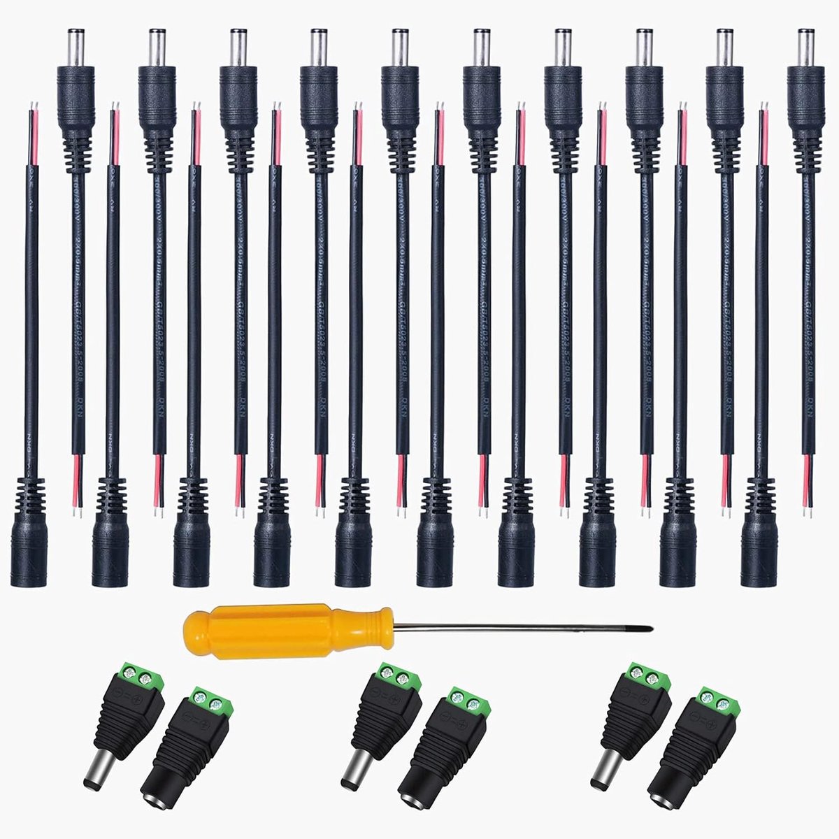 SnelShoppen - 20 Stuks DC Voedingsadapter Verlengkabel 2.1mm x 5.5mm - Male naar Female - 12V Connector - Hoogwaardige Koper - Ideaal voor Elektronica