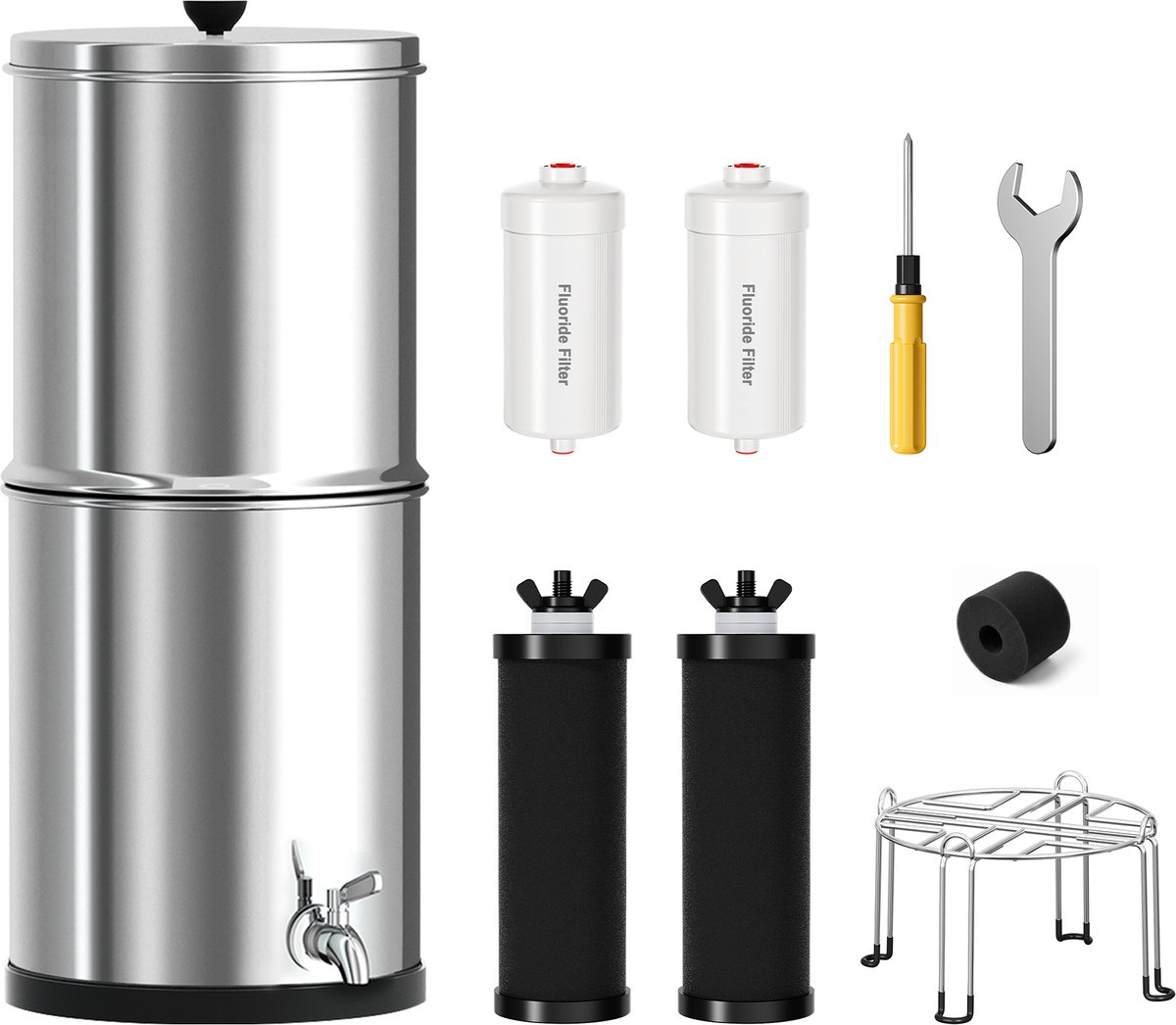 Purewell 8,5L zwaartekracht waterfilter-K8626A geüpgraded filtratiesysteem-304 roestvrijstalen corrosiebestendige watertank-efficiënte 99,99% filtratie-thuis-en kampeergebruik drinkwatersysteem