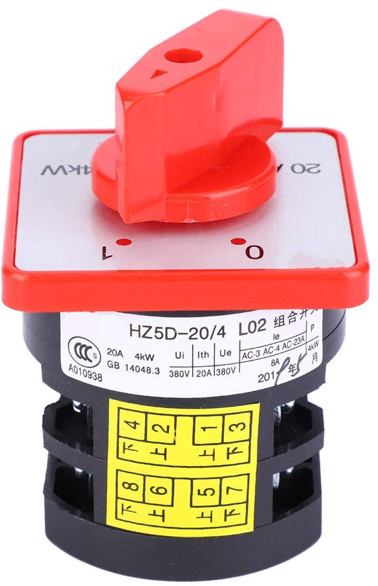 SnelShoppen - Inverter 20A 380V 4KW Rotary Switch 2 Positie Cam Combinatie Schakelaar voor Elektrische Bedrading, 6 Terminals, Hoogwaardige Kwaliteit